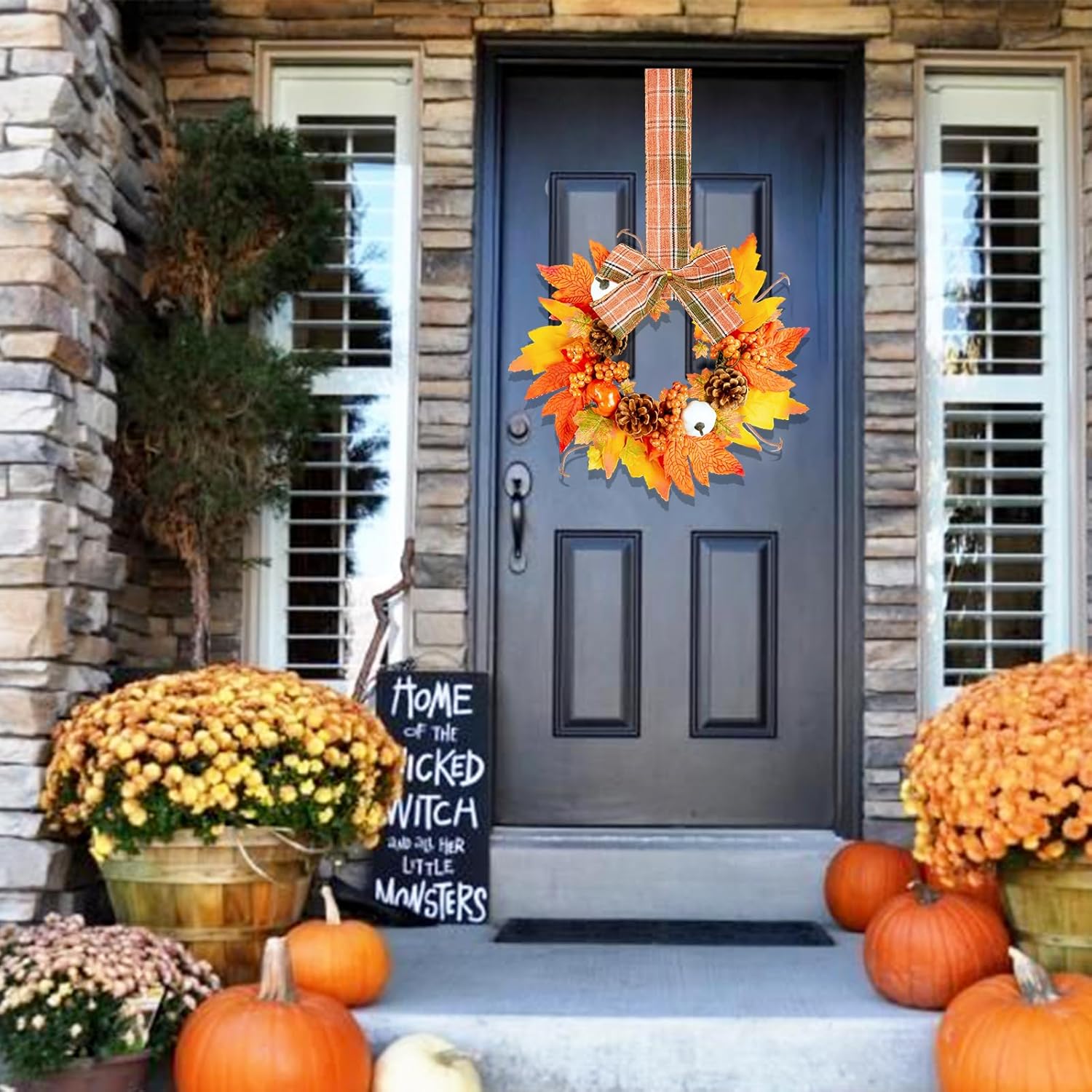 Small Fall Wreath - 2PCS 9 Inch Mini Thanksgiving Decor