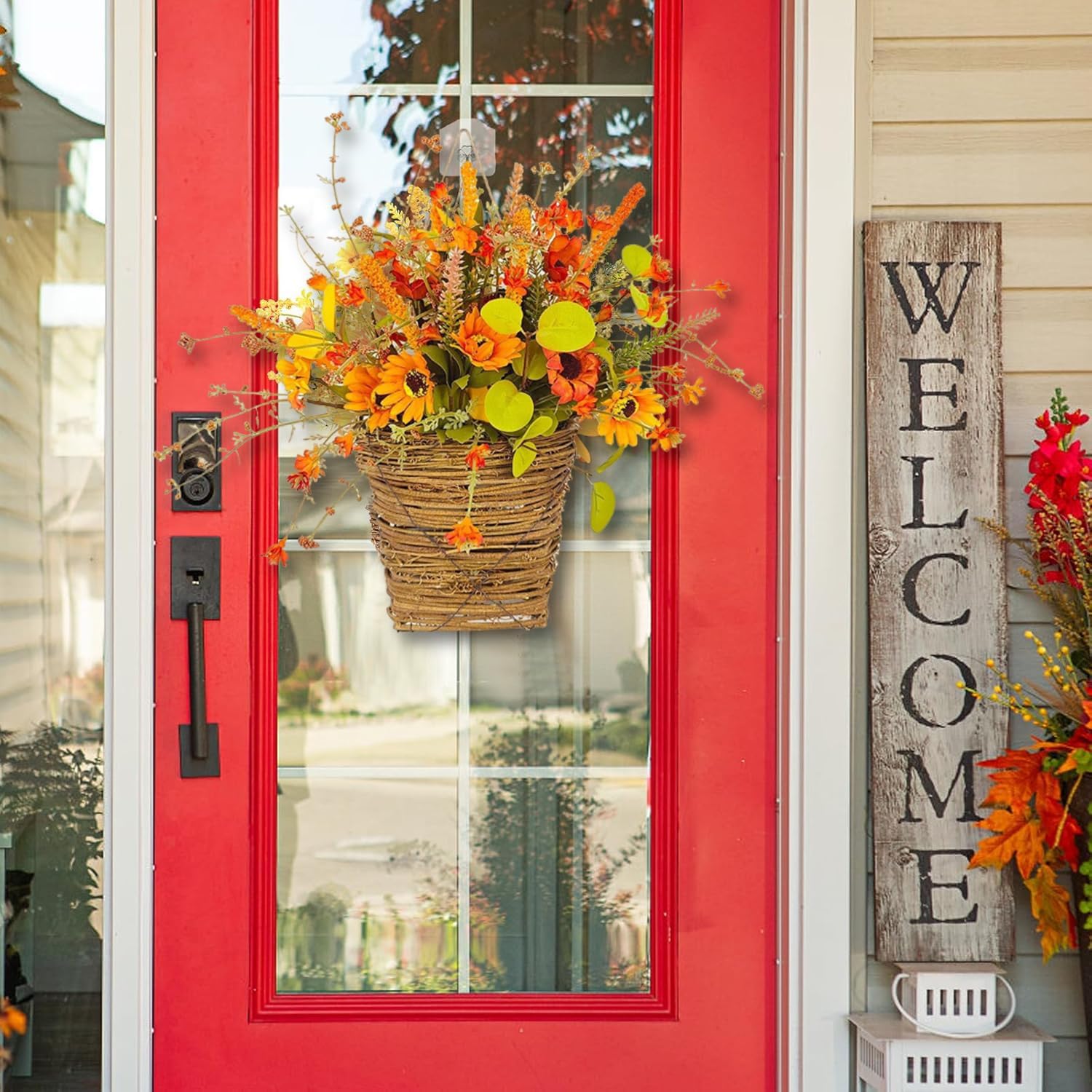Fall Flowers Artificial Wreath for Front Door