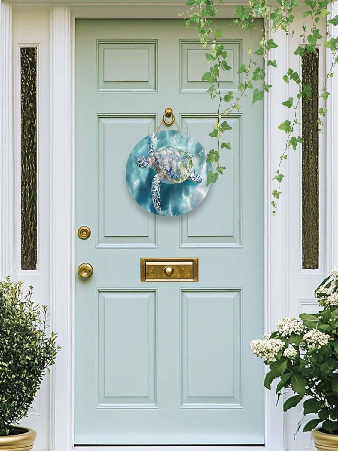 10 Inch Ocean Turtle Door Wreath Welcome Sign