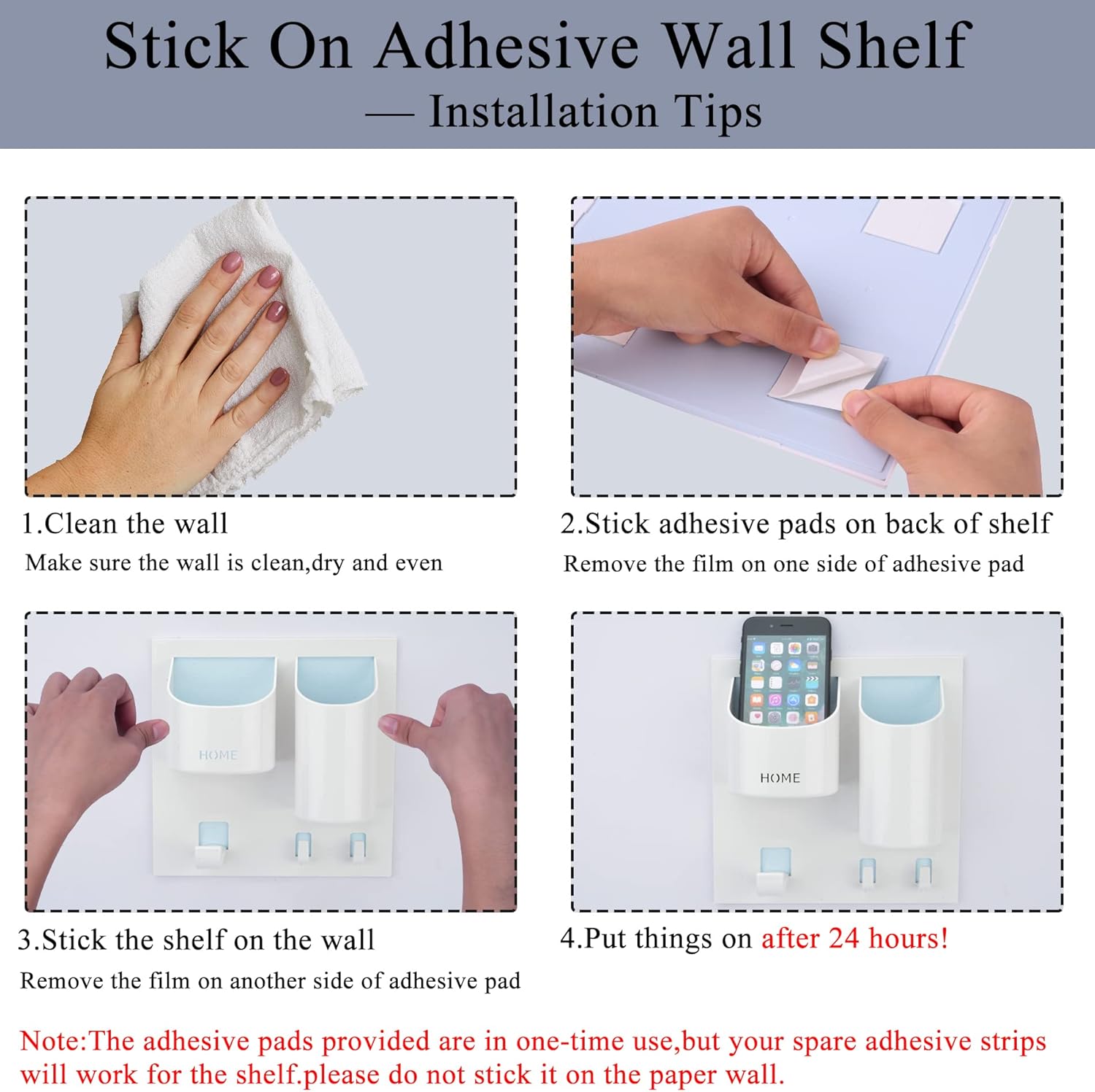 MATIMASU Floating Wall Shelf Organizer for Phone and Reading Glasses