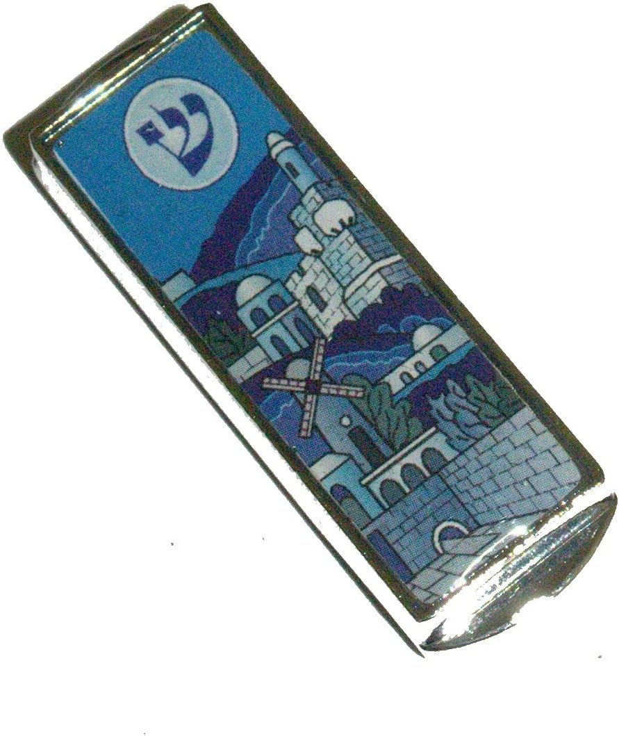 Car Mezuzah Nickel Epoxy Blue