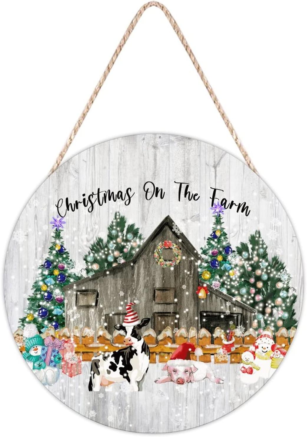Farmhouse Front Door Hanger Wood Sign 12x12in