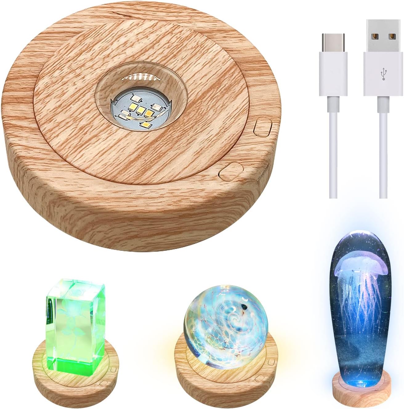 7 LED Rotating Display Stand with 8 Light Modes