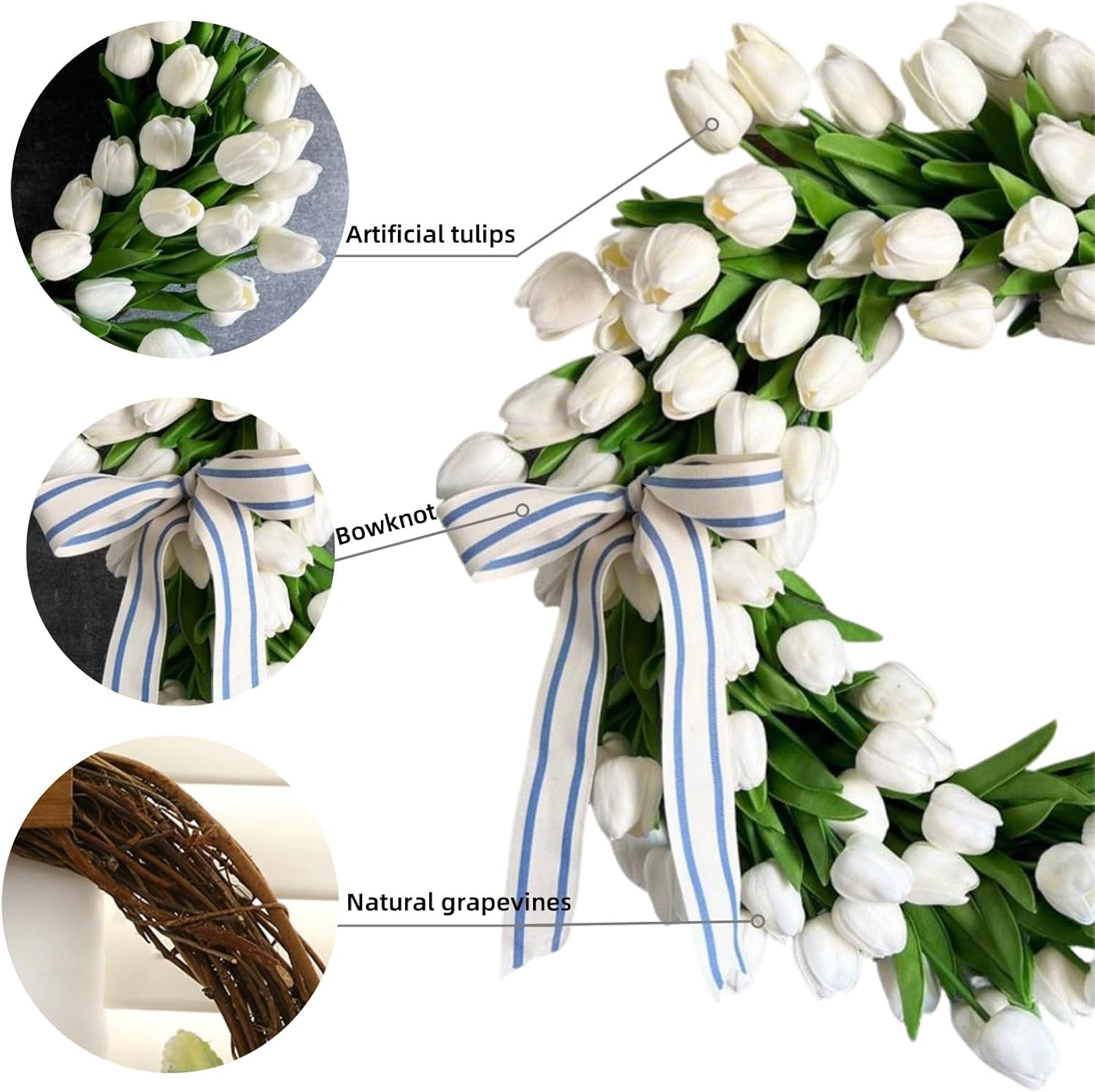 Lippbest Spring Wreath Front Door 16 Inch Garland