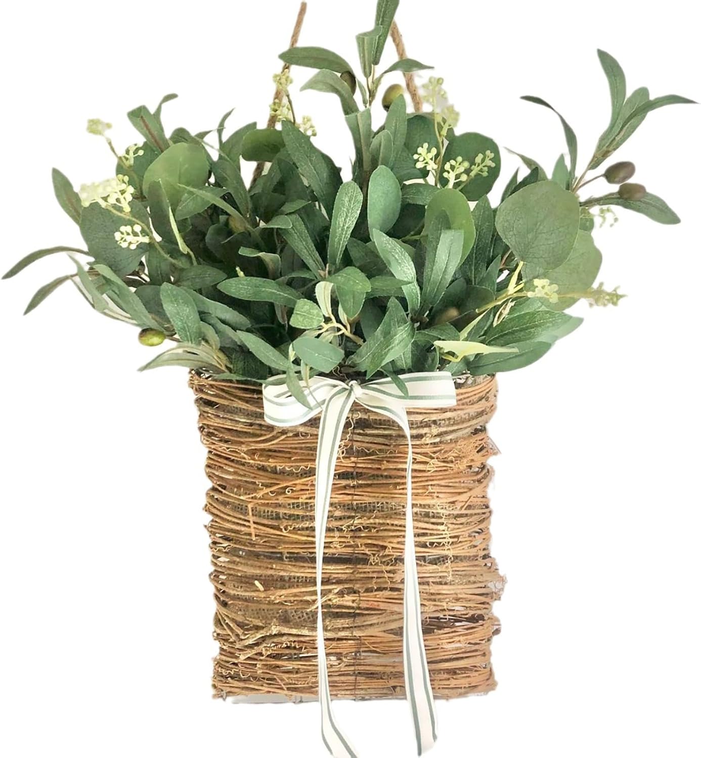 Lavender Artificial Flowers Basket Wreath for Front Door