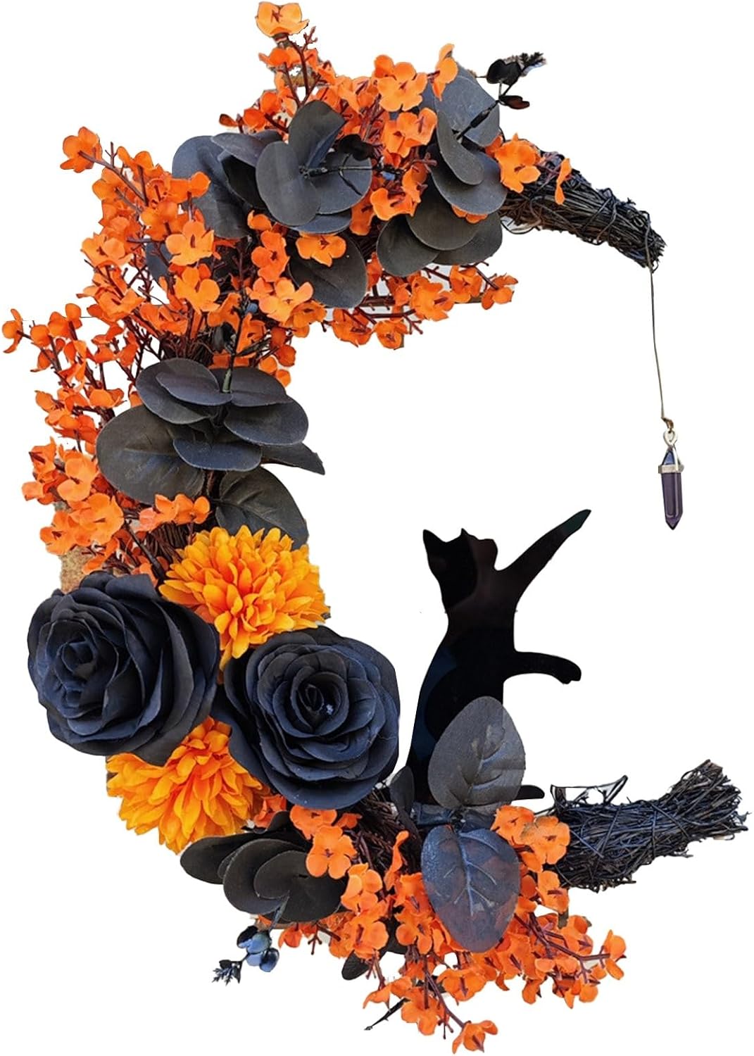 Elegant Halloween Cat Wreath for Front Doors