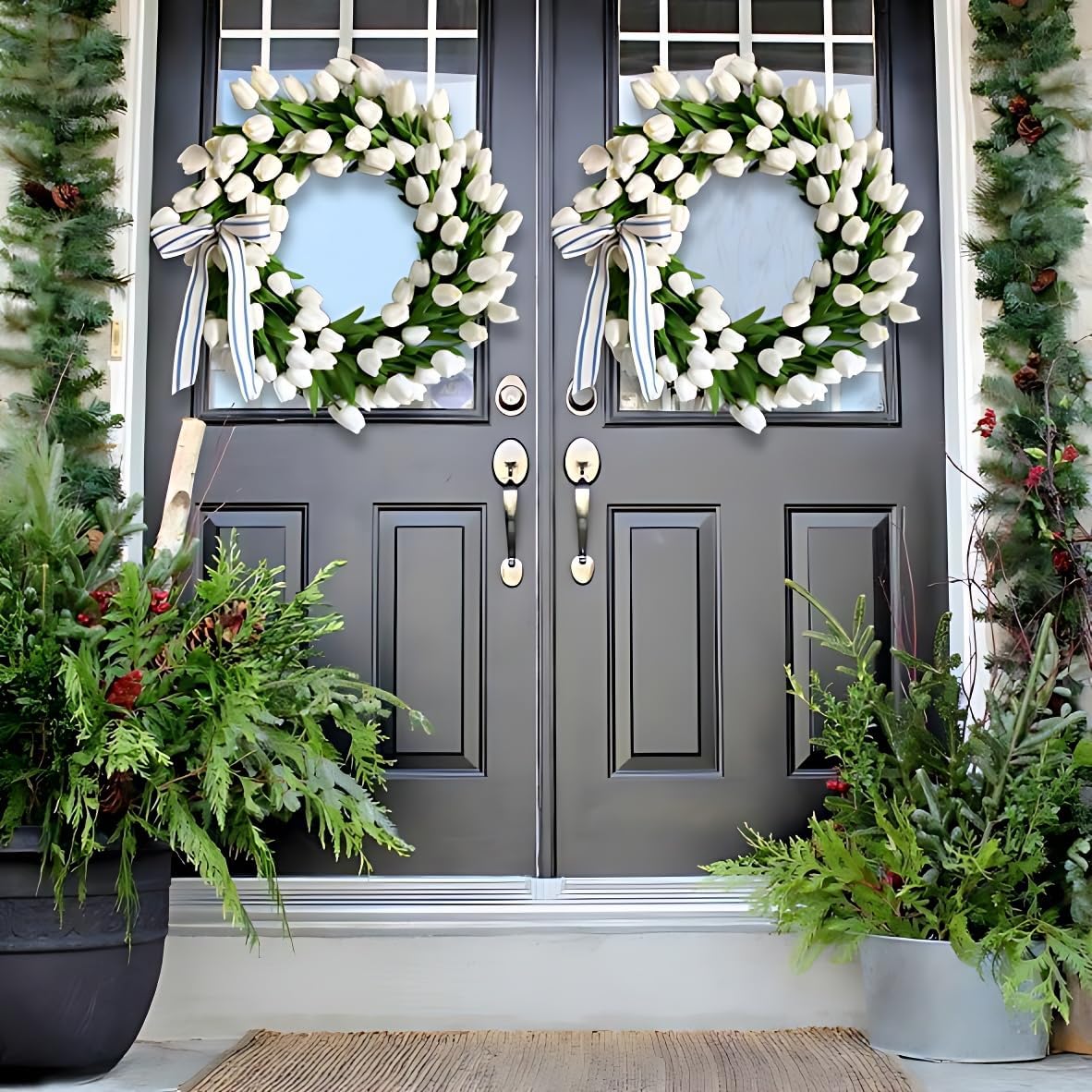 Lippbest Spring Wreath Front Door 16 Inch Garland