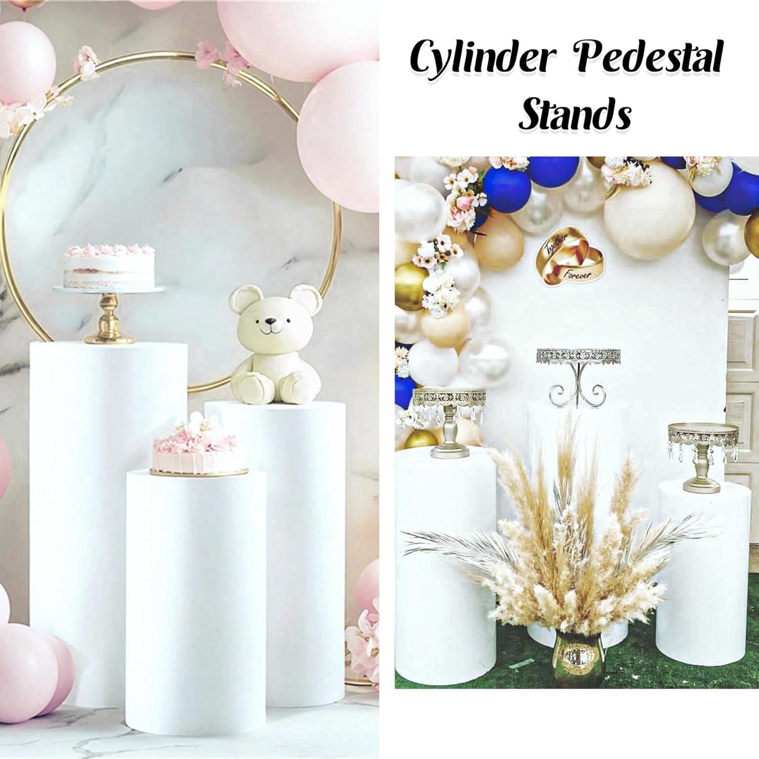 3PCS Metal Cylinder Pedestal Stands for Party Display