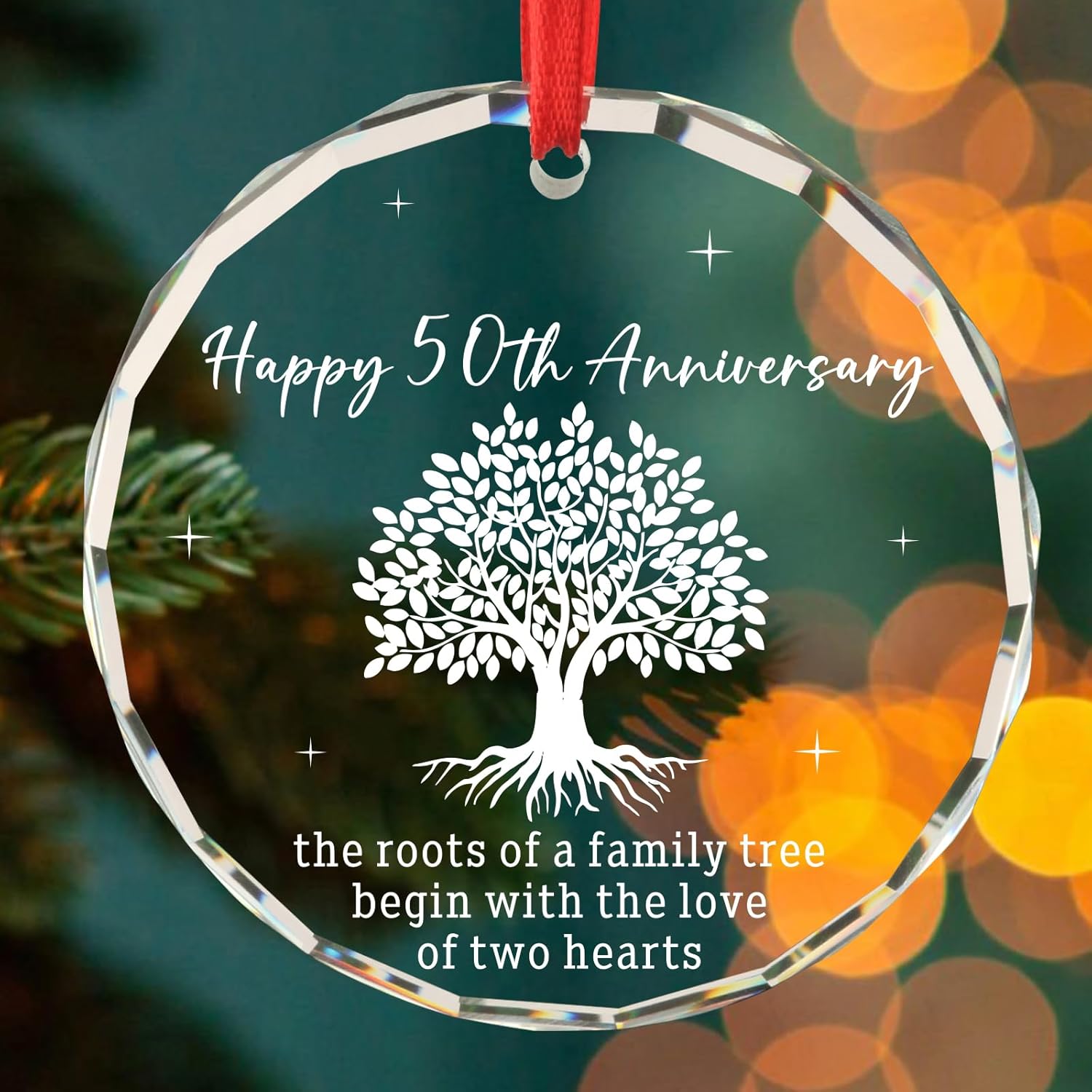 50th Anniversary Glass Ornament for Couples
