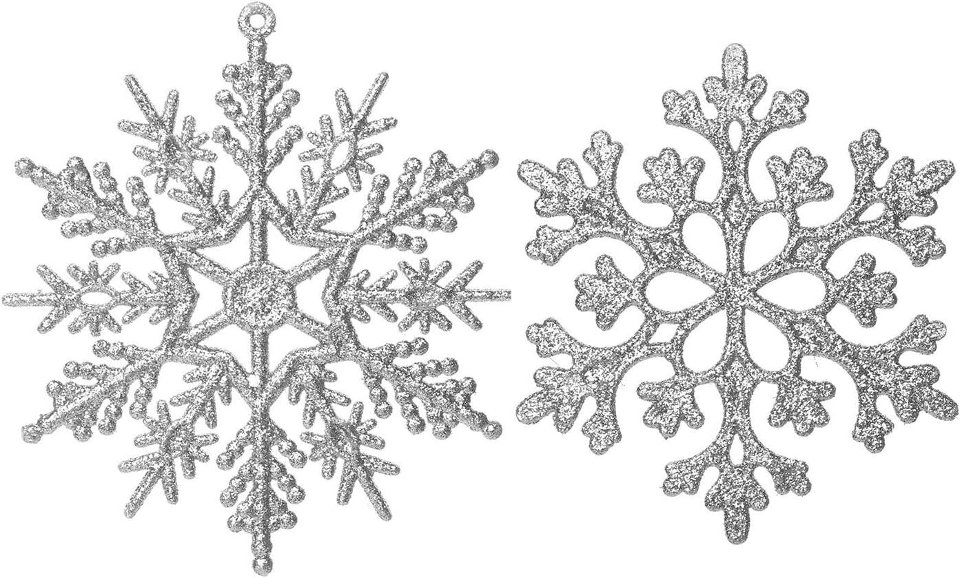 36 Piece Silver Glitter Snowflake Ornaments Set