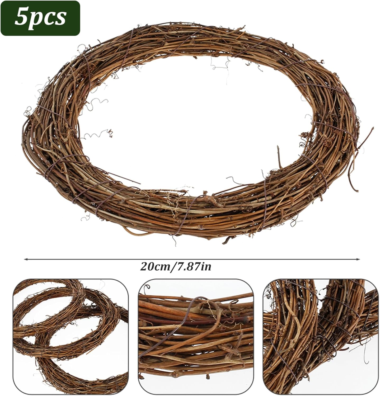 Eioflia Natural Grapevine Wreath 5 Pcs 787 Inch