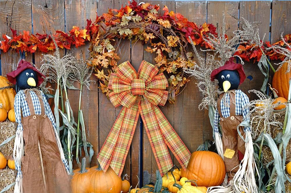 ABTOLS Large Fall Bow Wreath for Farmhouse Decor