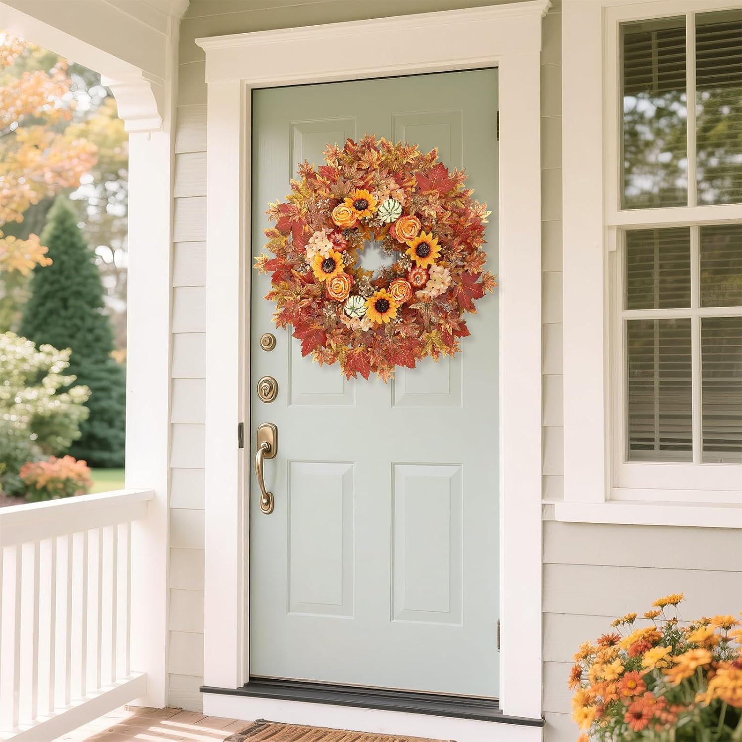28 Inch Fall Wreath for Front Door and Porch