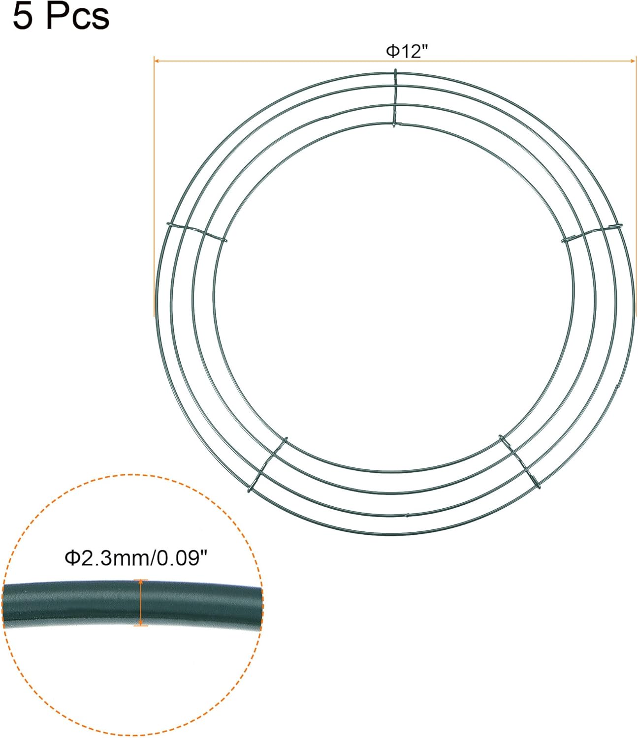 MECCANIXITY 12 Inch Green Wreath Frame 5 Pack