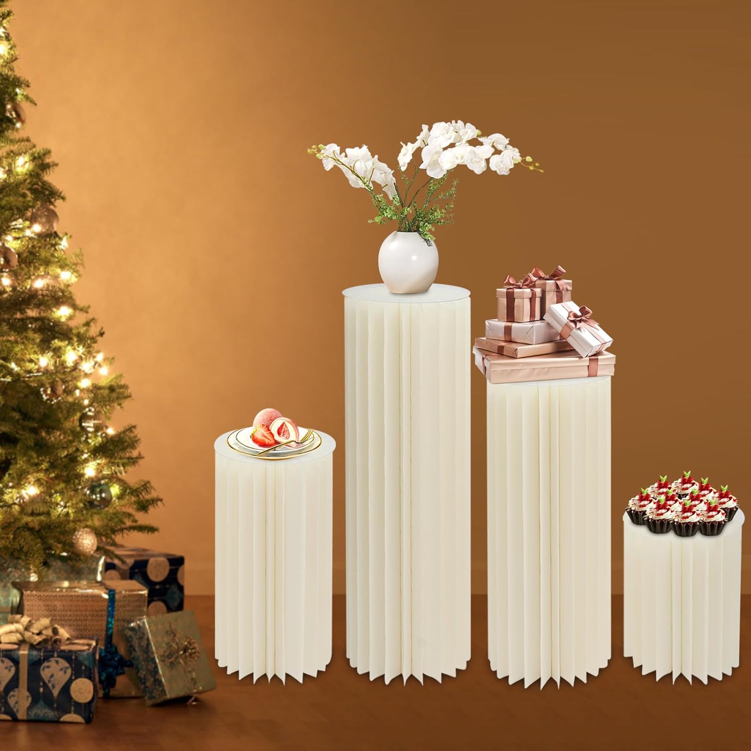 4Pcs Foldable Cardboard Vases for Wedding Party Decor