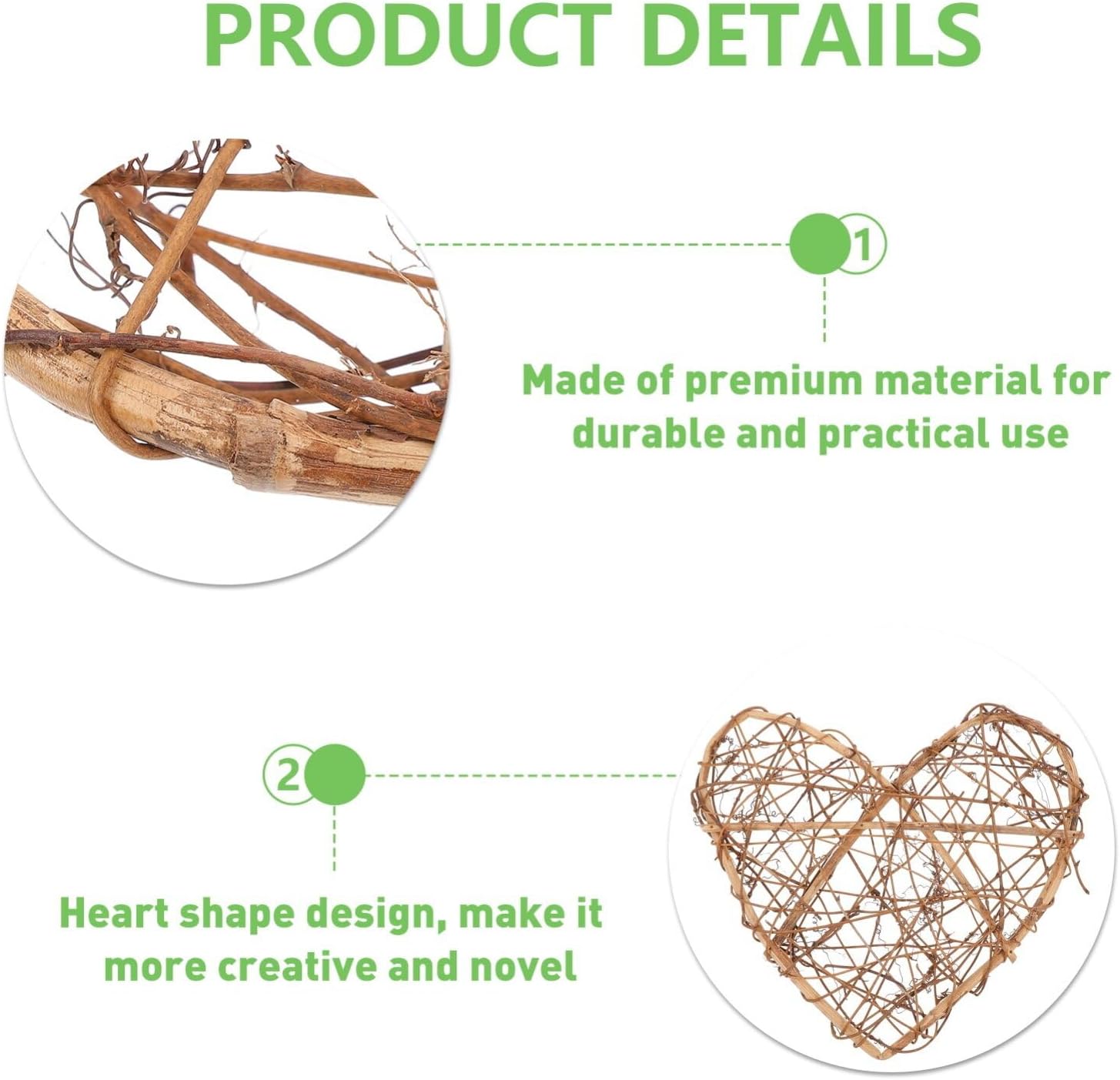 1pc Heart Shaped Rattan Wreath for Front Door