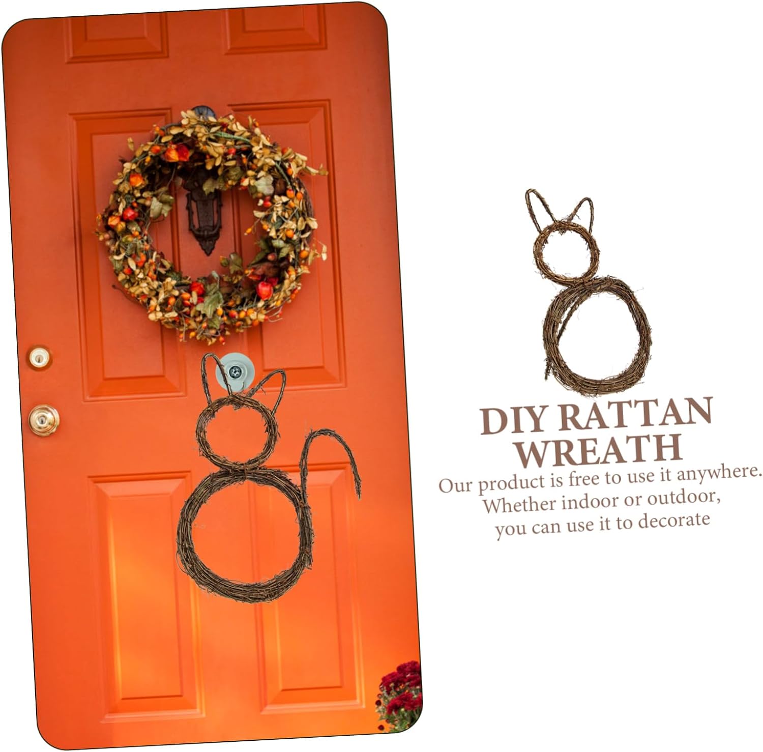 VICASKY Cat Shape Wreath Pendant Halloween Garland for Door Window Wall Compact Decor