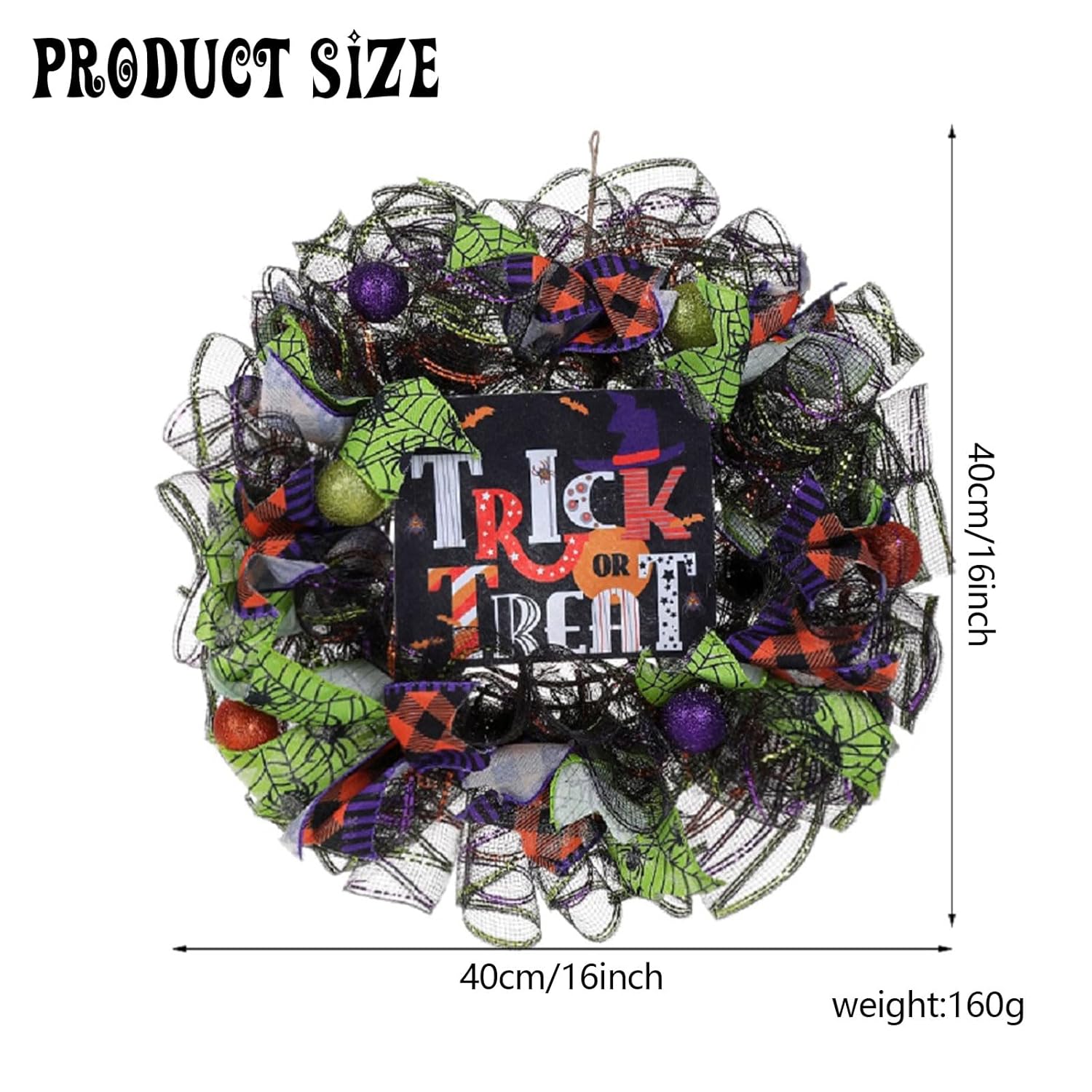 Halloween Witch Wreath Door Decor 16x16 Inches