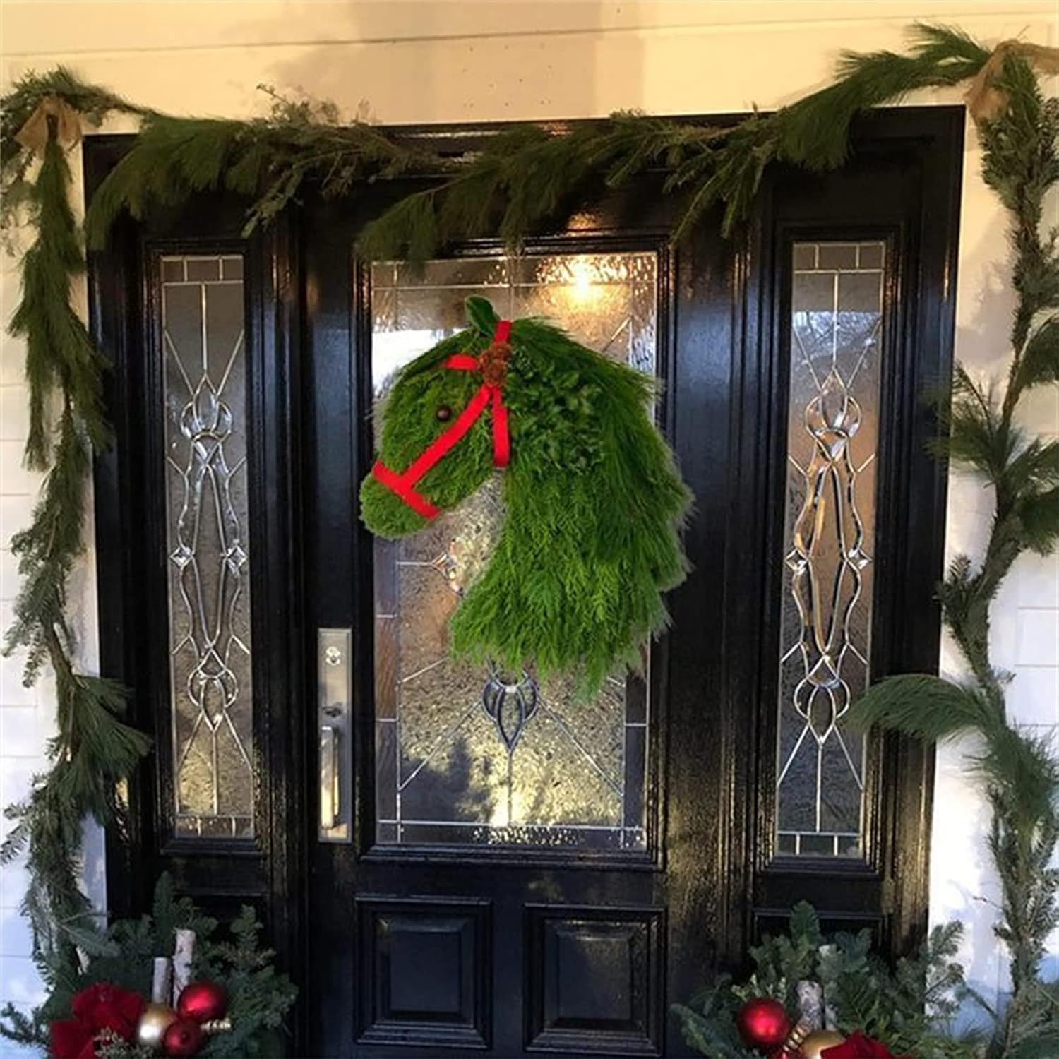 Christmas Wreath Horse Head Door Hanger