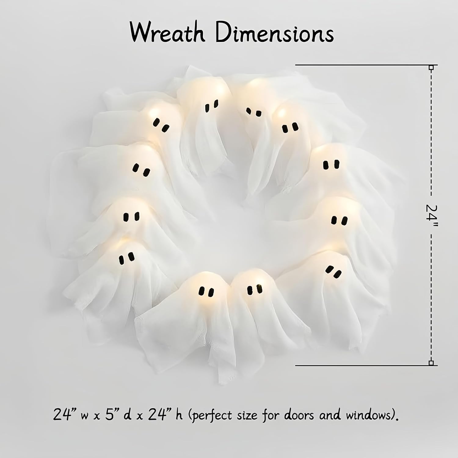 2025 Handmade LED Ghost Wreath Halloween Decor