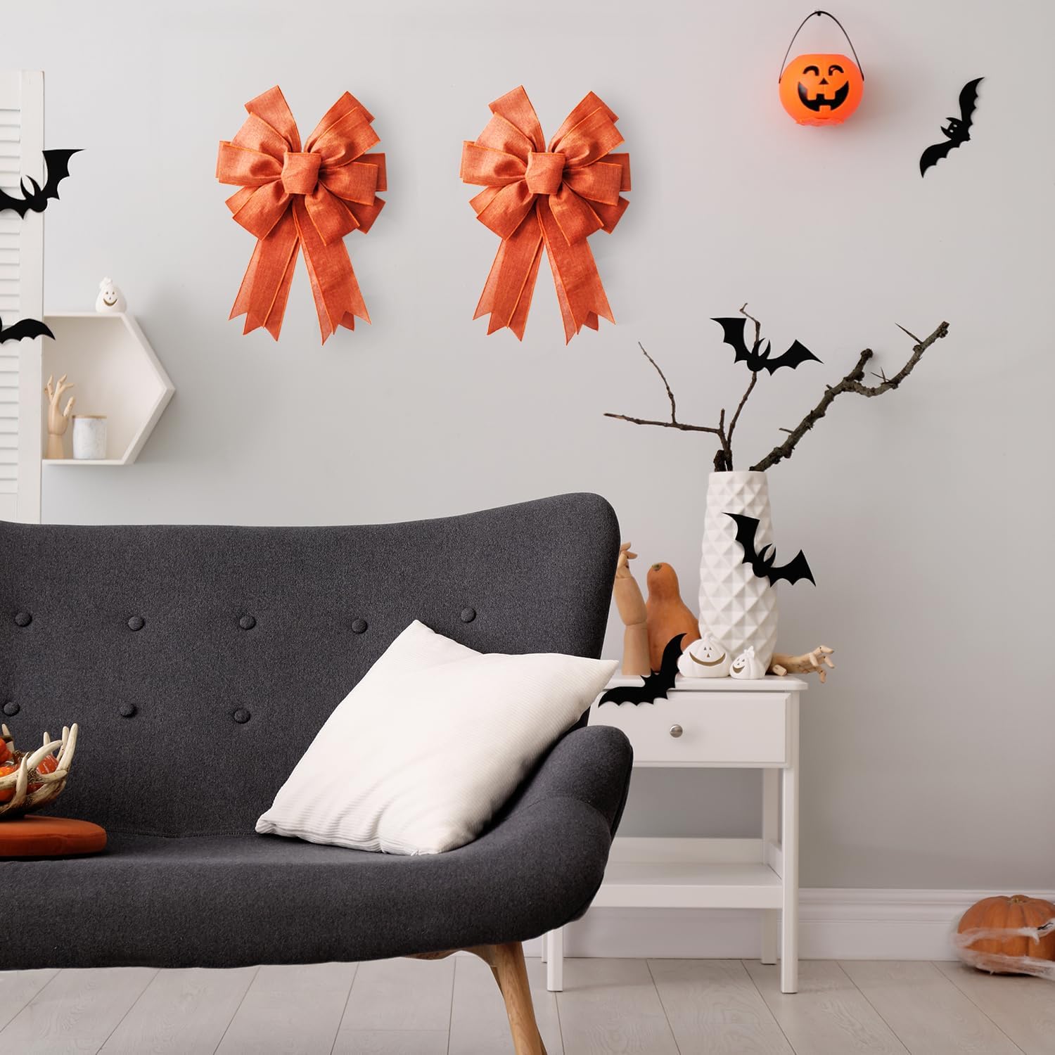 Large Fall Bow Wreath Thanksgiving Decor Orange