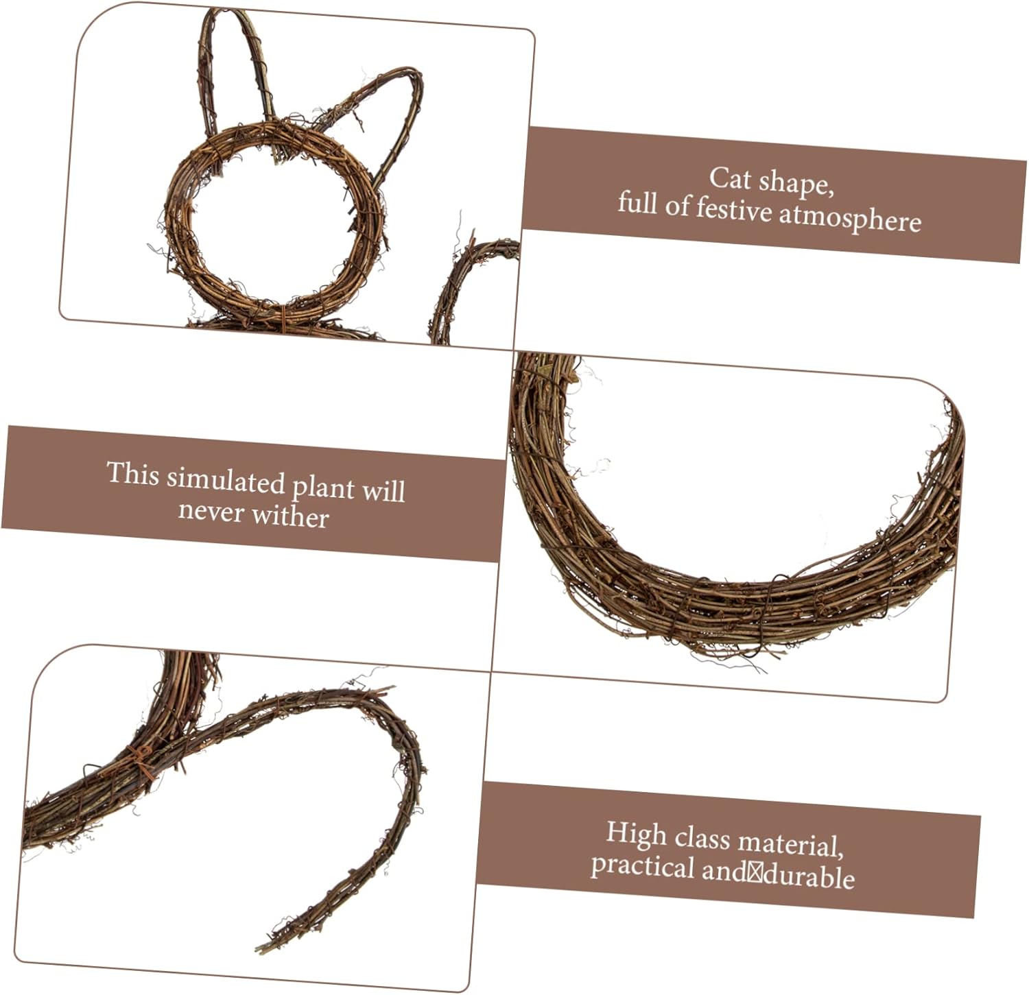 VICASKY Cat Shape Wreath Pendant Halloween Garland for Door Window Wall Compact Decor