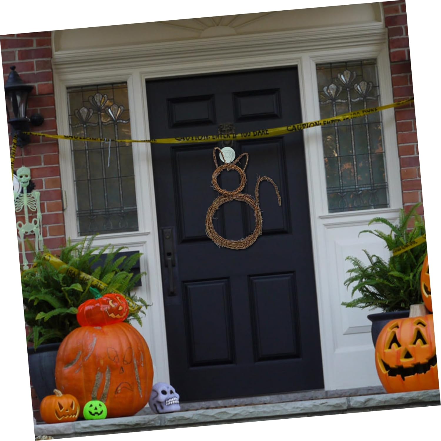 Cat Shape DIY Rattan Wreath for Halloween Decor