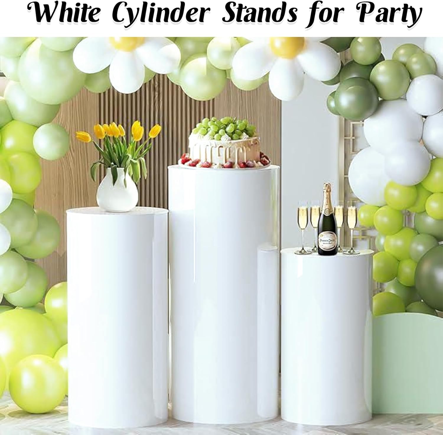 3PCS Metal Cylinder Pedestal Stands for Party Display