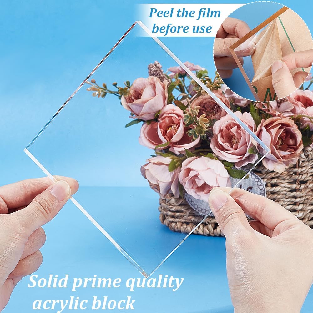 AHANDMAKER Clear Acrylic Display Stand 5x5 Inch Cube