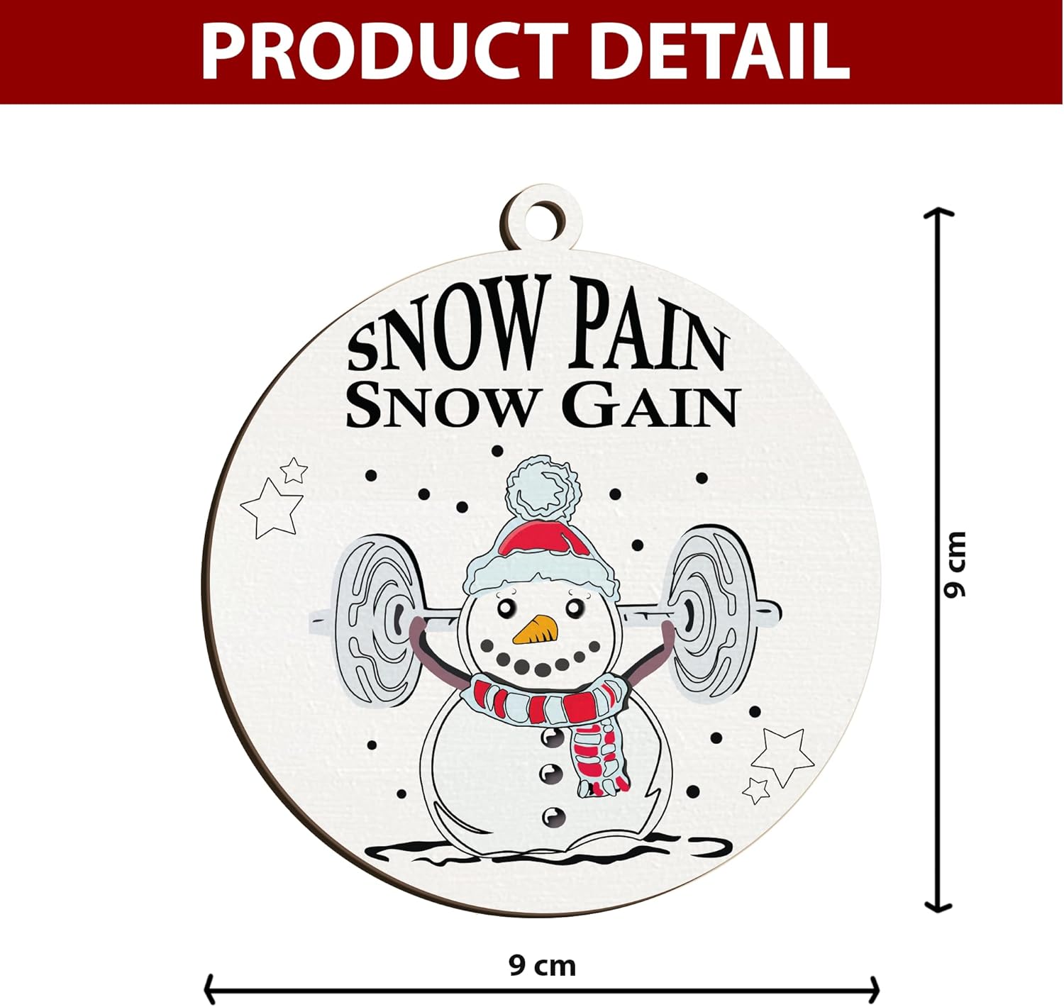 Snow Pain Snow Gain Dumbbell Gym Christmas Ornament 2024