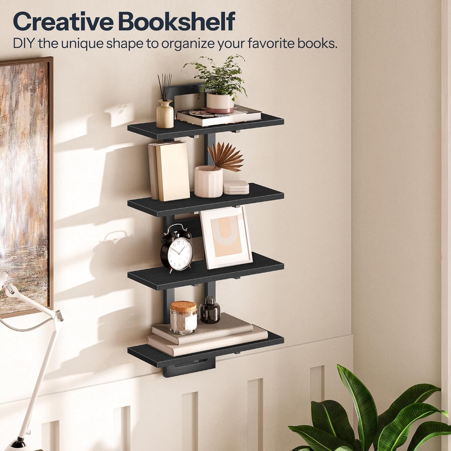 HOOBRO Floating Shelves Set of 2 15 Inch Black