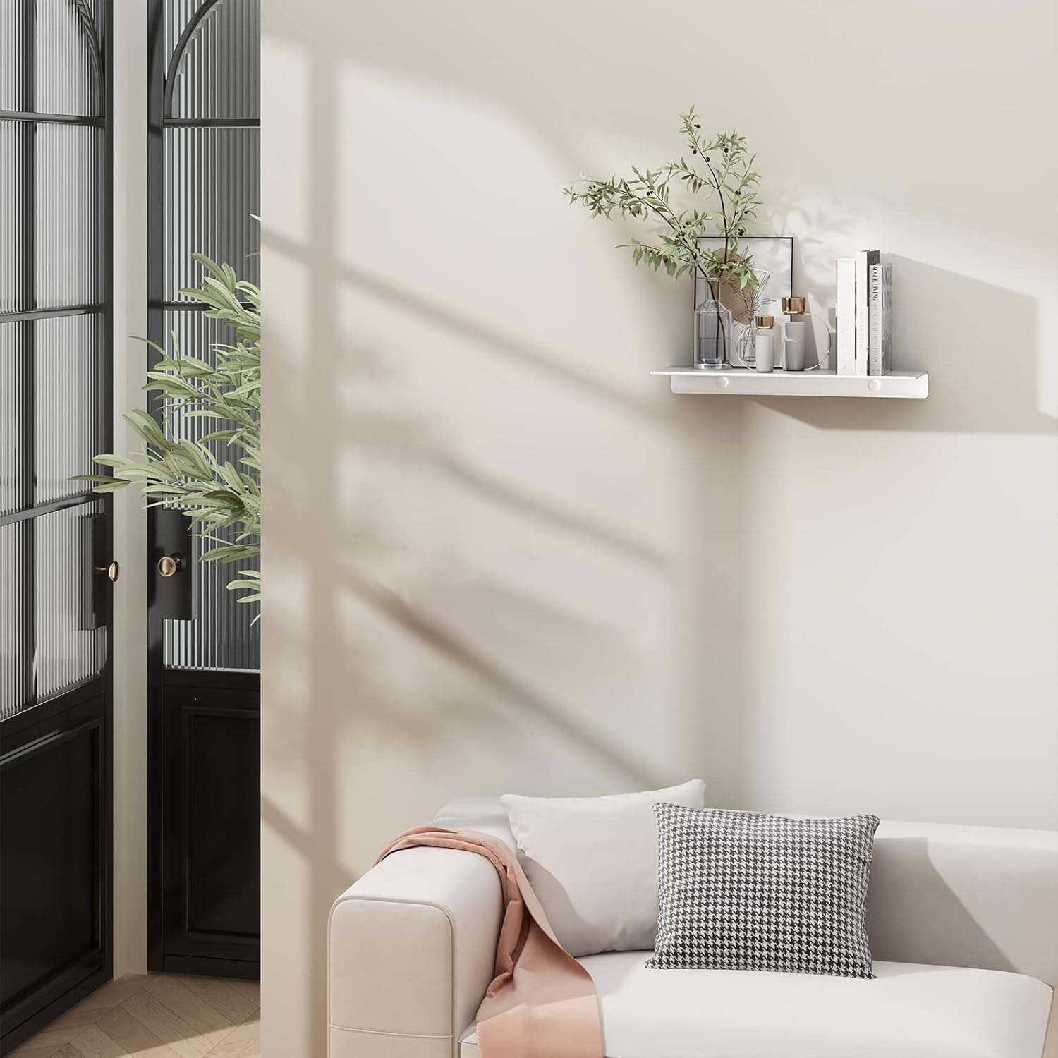Danpoo Matte Silver Floating Metal Shelf for Wall Storage