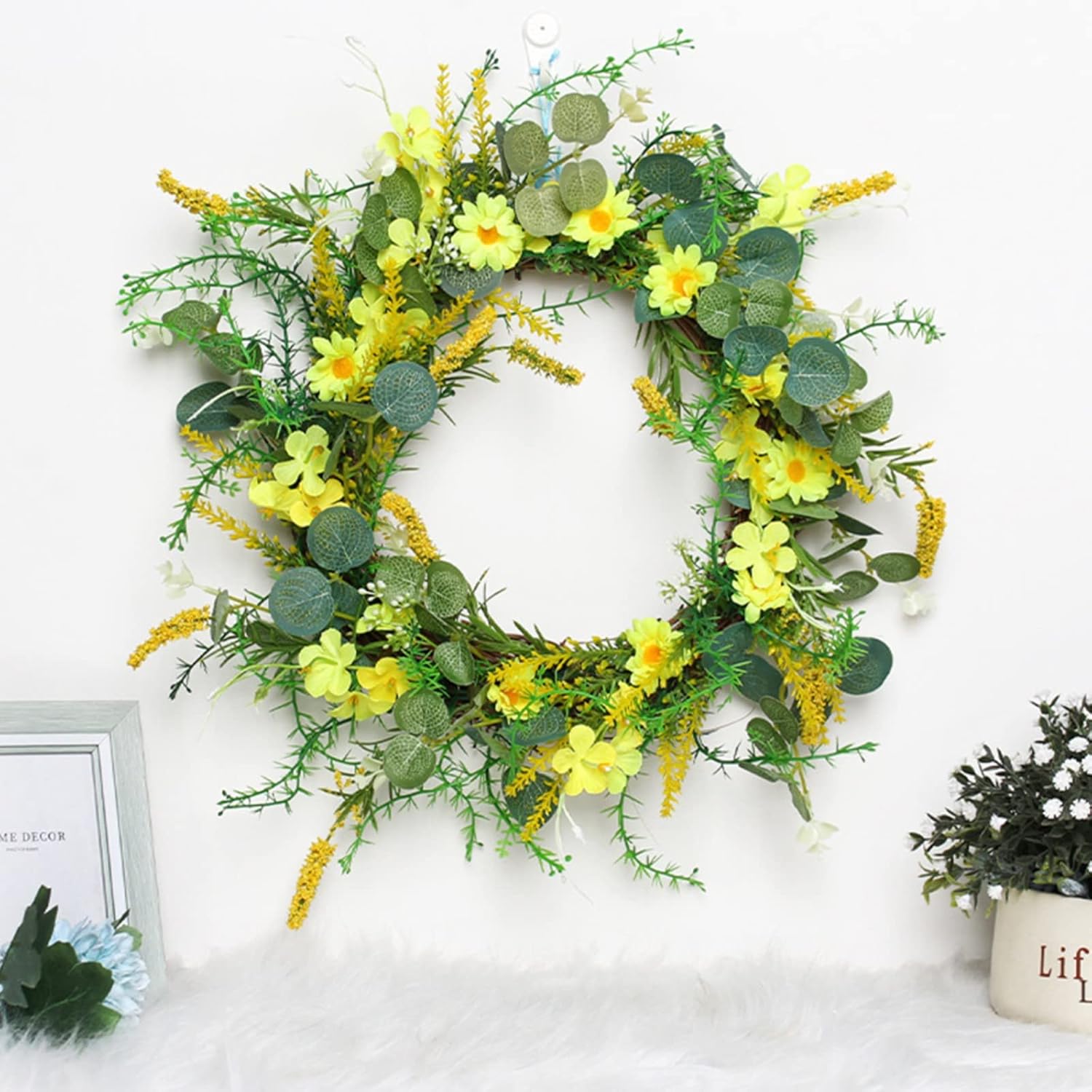Yellow Daisy Door Hanger Spring Wreath for Front Door