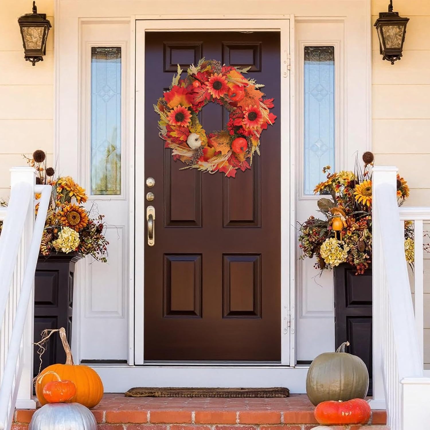 16 Autumn Wreath for Front Door - Farmhouse Style