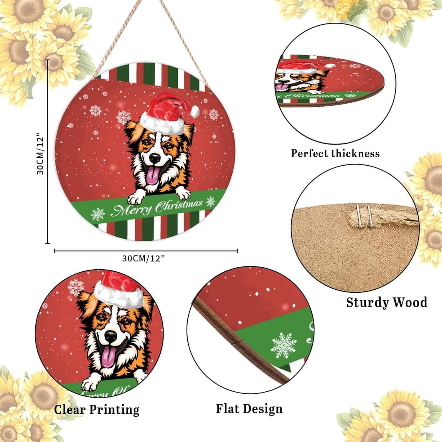 Farmhouse Door Hanger with Red Snowflake Christmas Design
