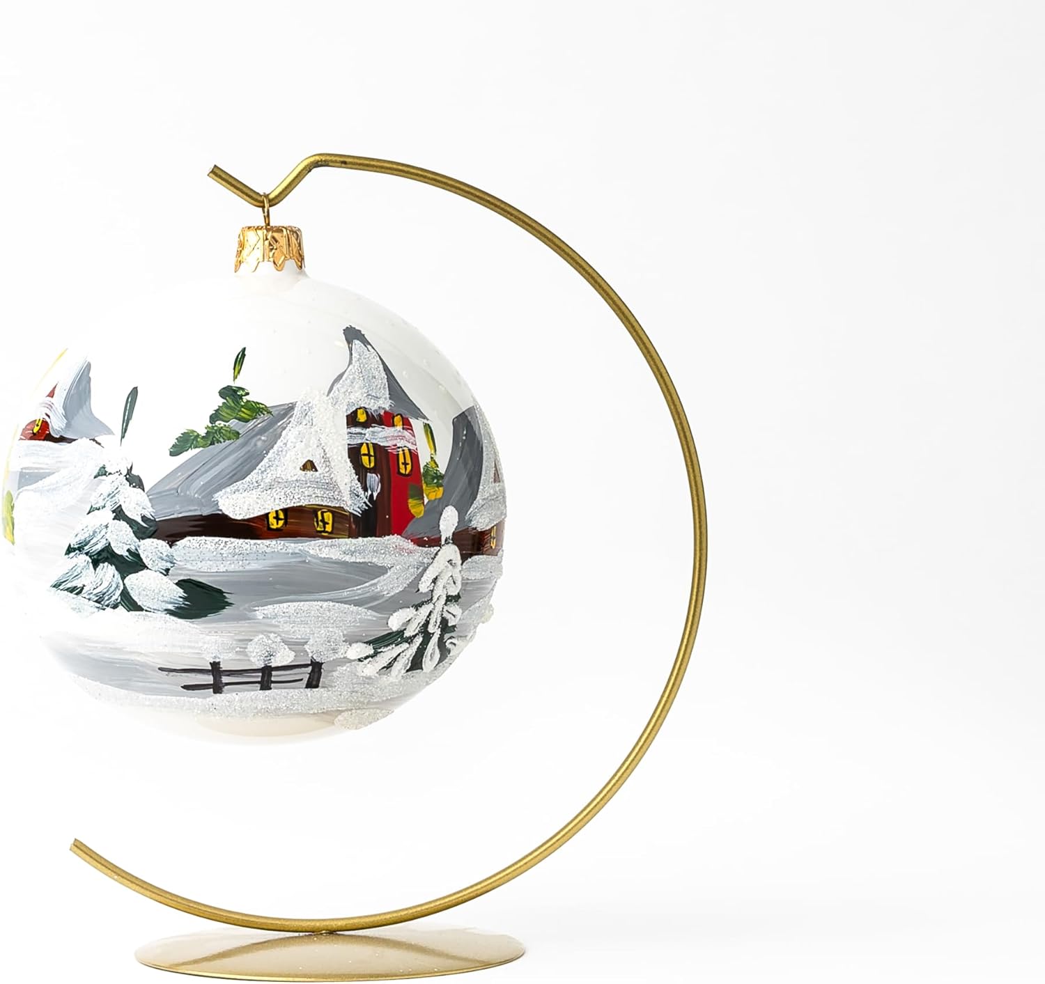 Christmas Ornament Winter Blast Blown Glass Ball White Opal 120mm