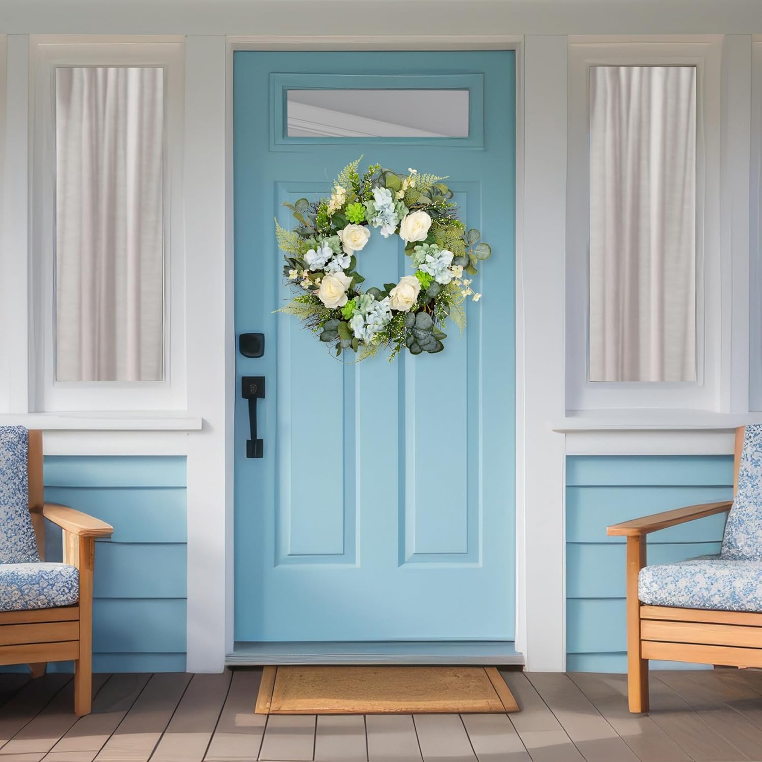 Northlight Spring Wreath White Blue 24 Inch