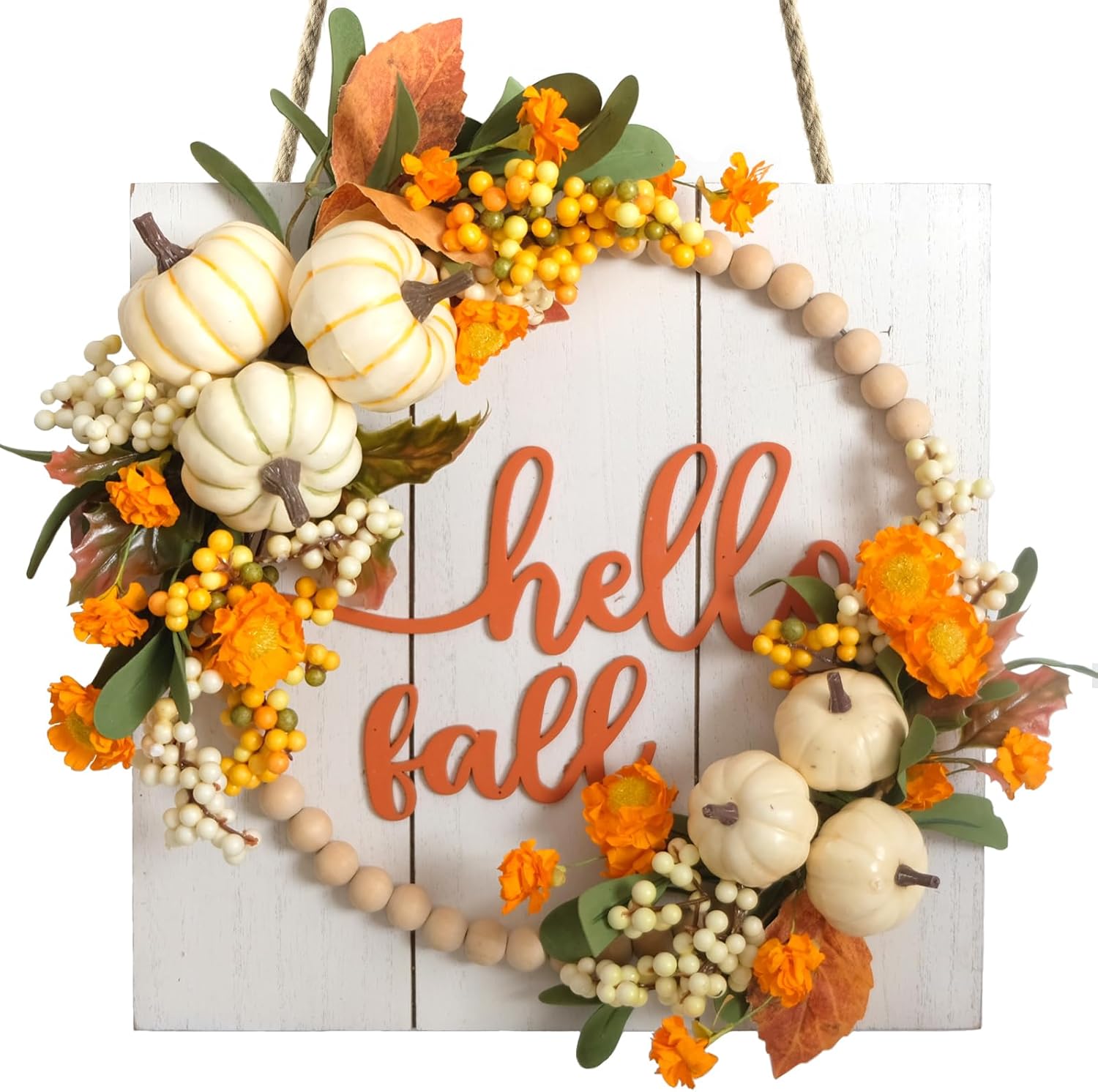 Idyllic Hello Fall Wreath for Front Door