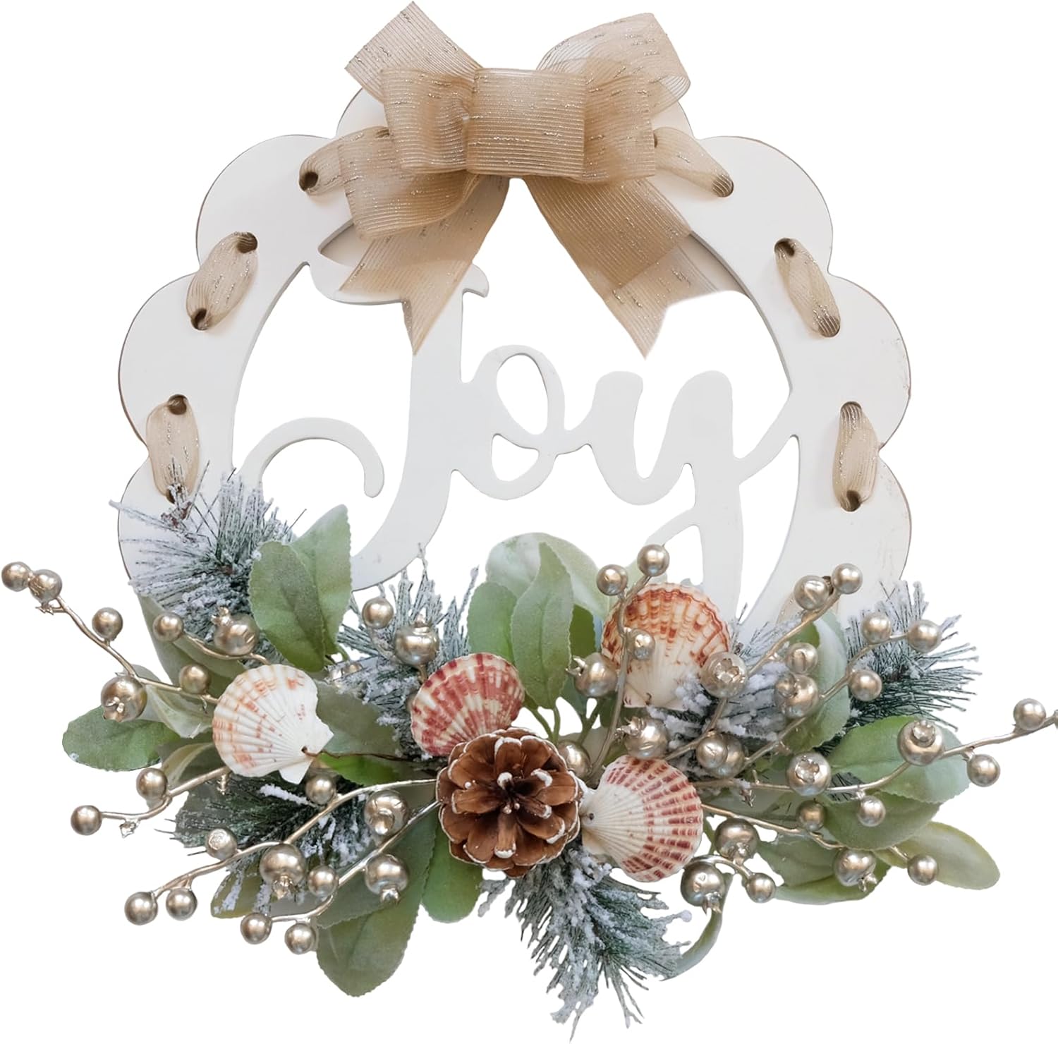Idyllic 16 Inch White Wooden Welcome Wreath
