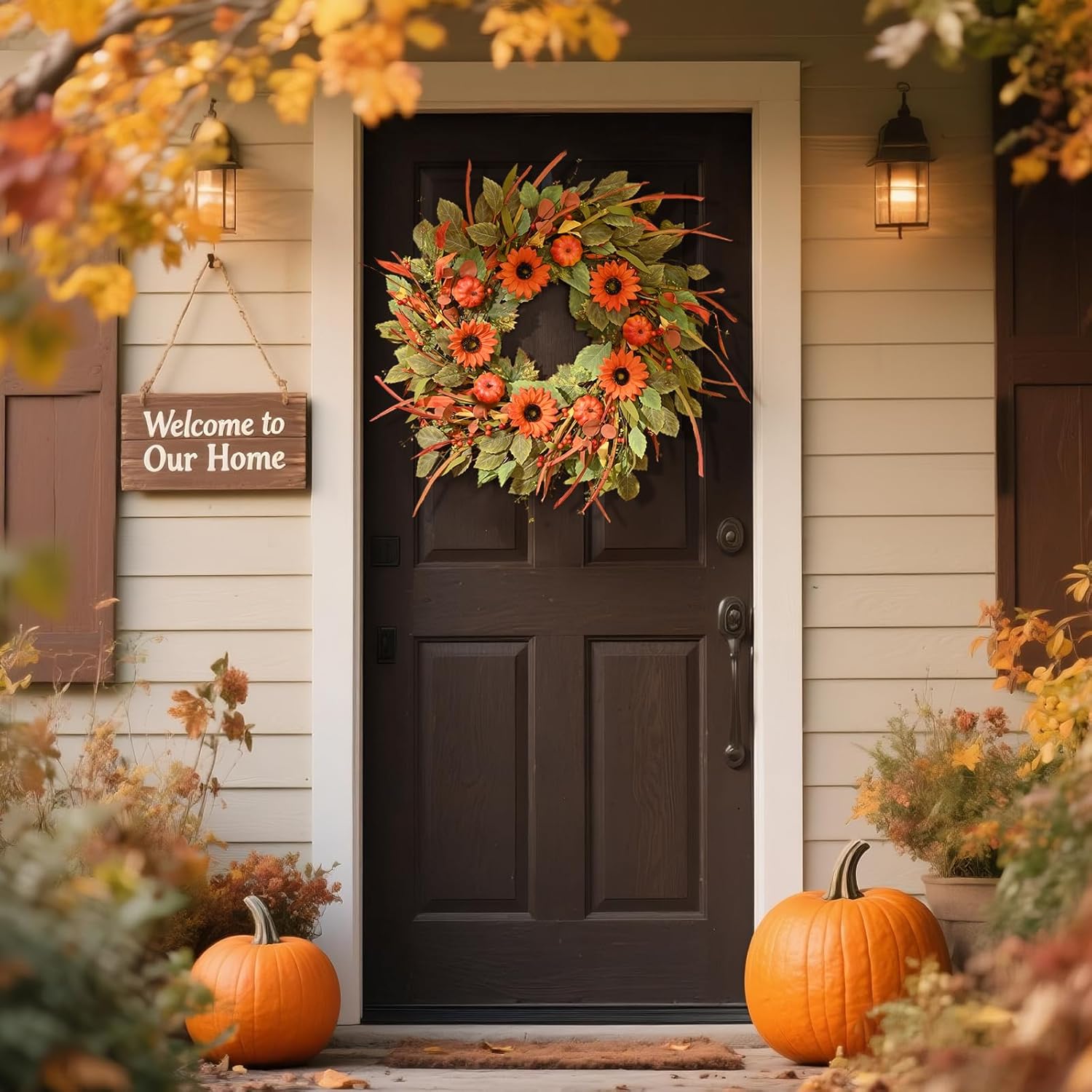 Waipfaru 22in Fall Wreath for Front Door