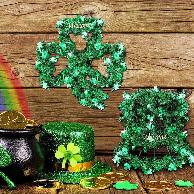 St Patrick Day Shamrock Wreath Frame 2pcs Iron DIY Hoop for Wall and Door Decoration