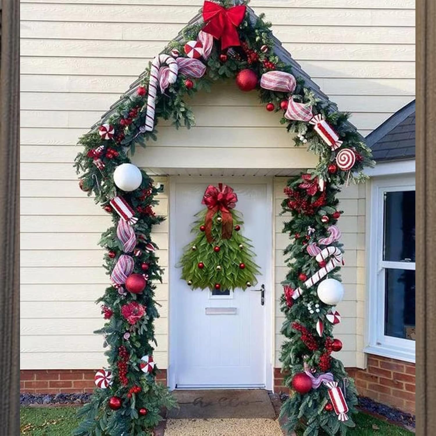 Handmade Christmas Tree Wreath for Front Door Decor