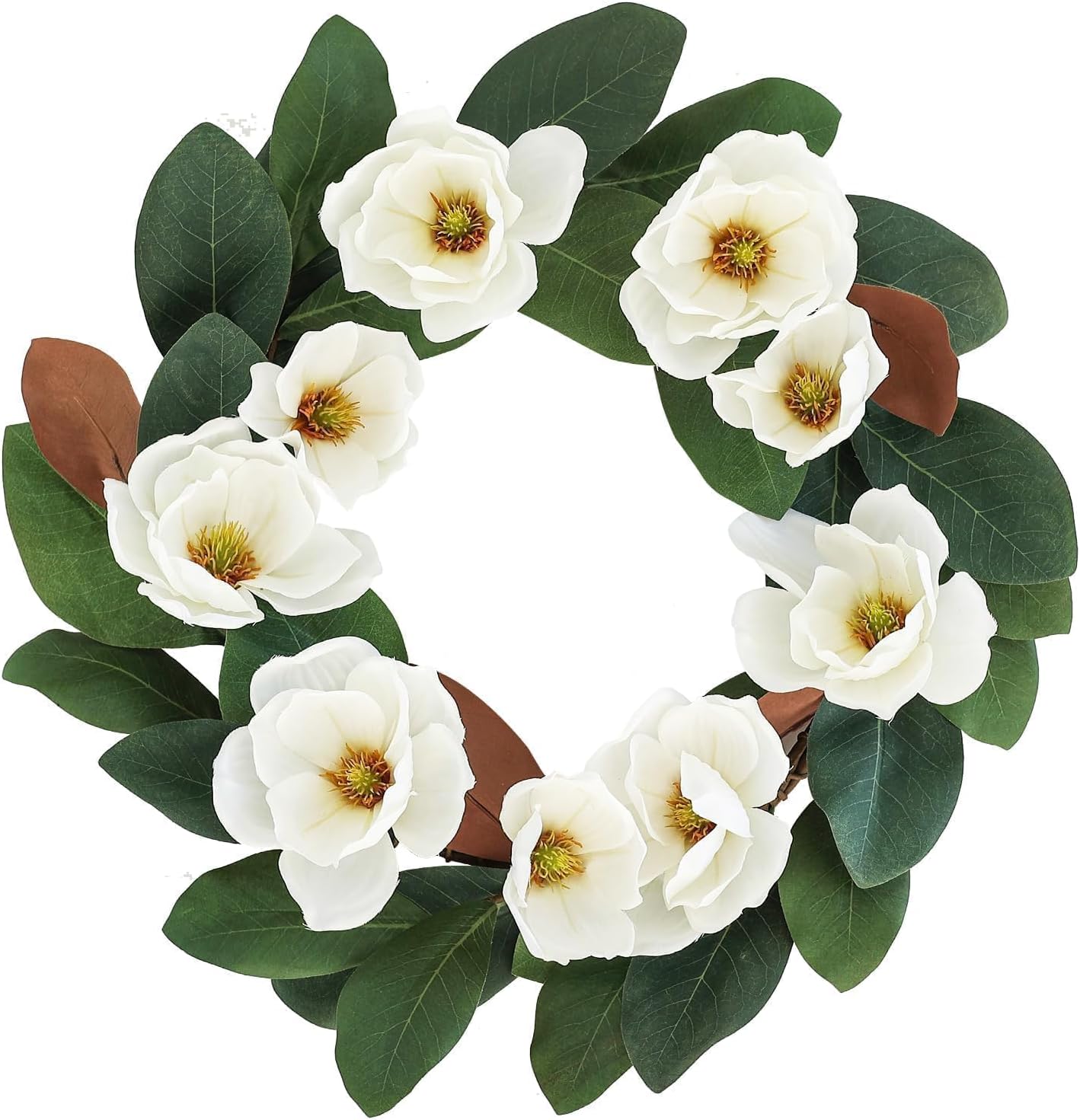 All Seasons Wreath for Front Door with Silk Cream Magnolia