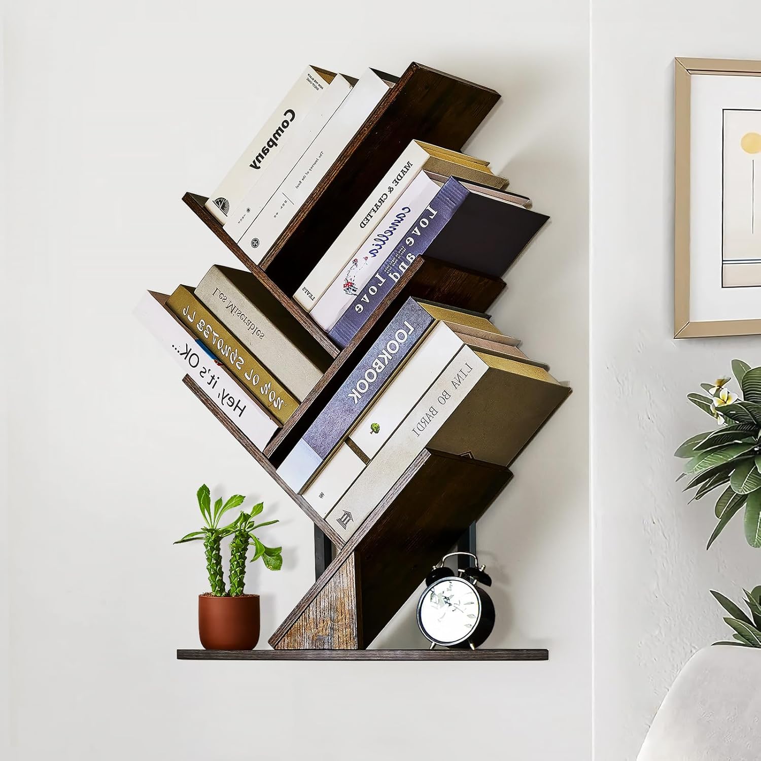 BESHIGH 5 Tier Tree Bookshelf Wall Mount