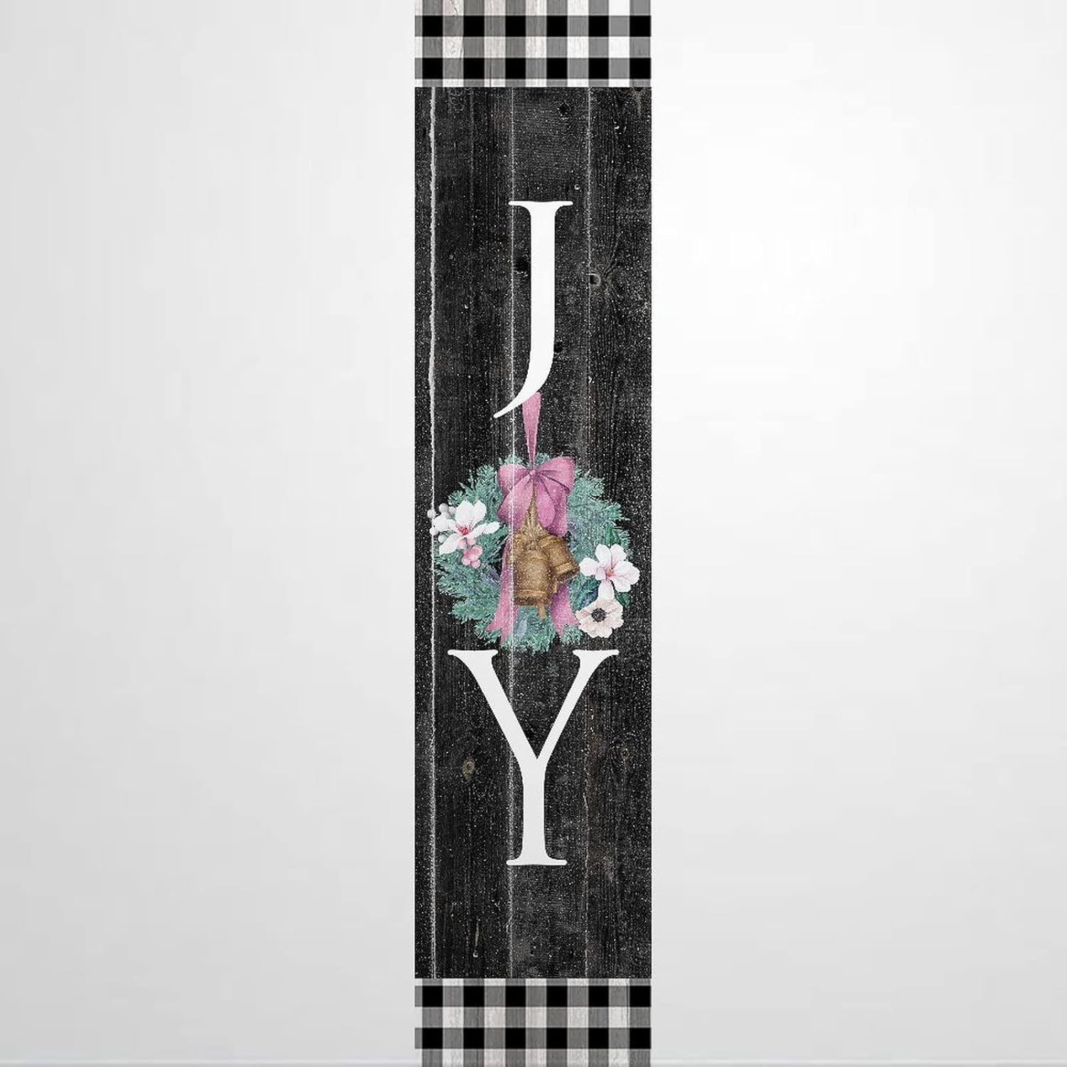 Joy Winter Door Hanger Wreath Wooden Plaque Sign Decorative Wood Sign for Living Room Bedroom