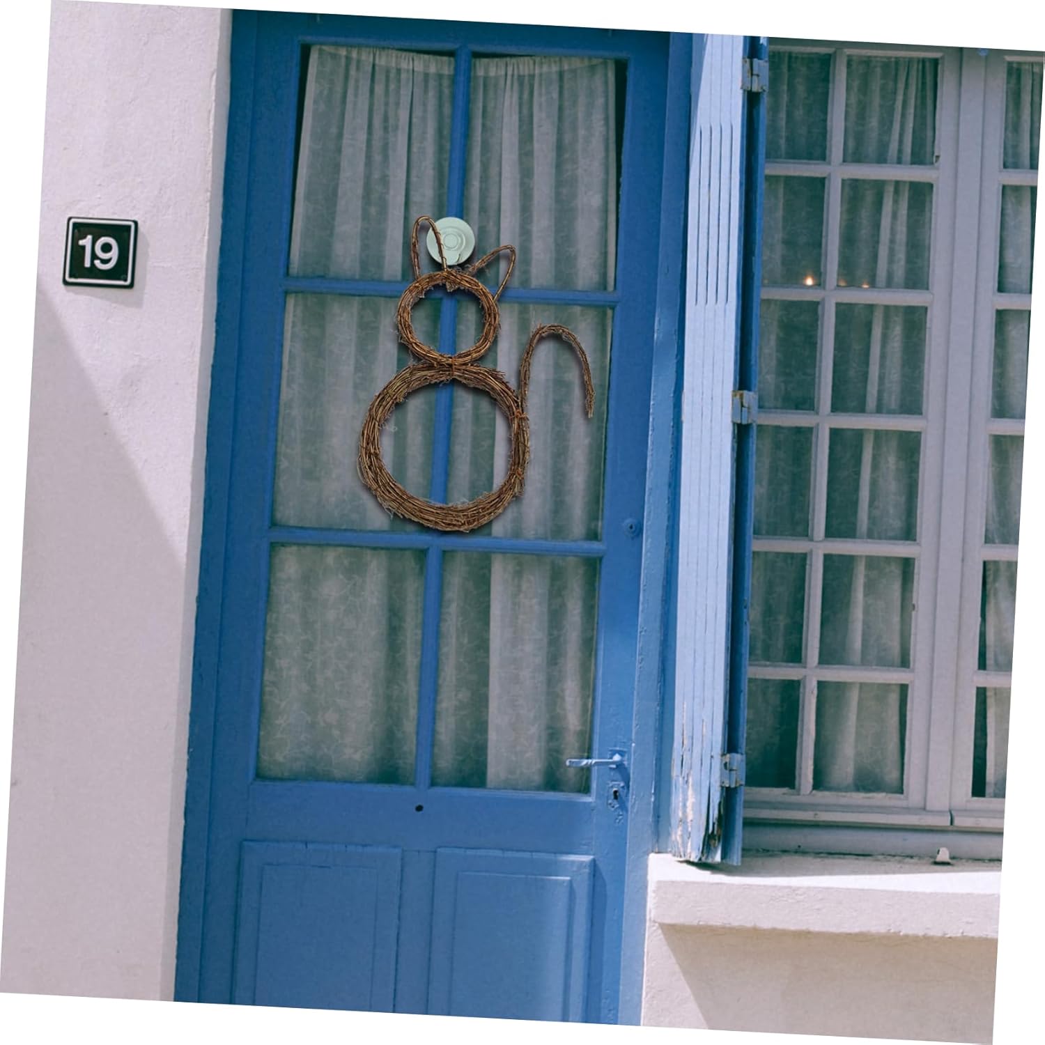 Cat Shape Hanging Wreath Halloween Decor for Doors and Windows