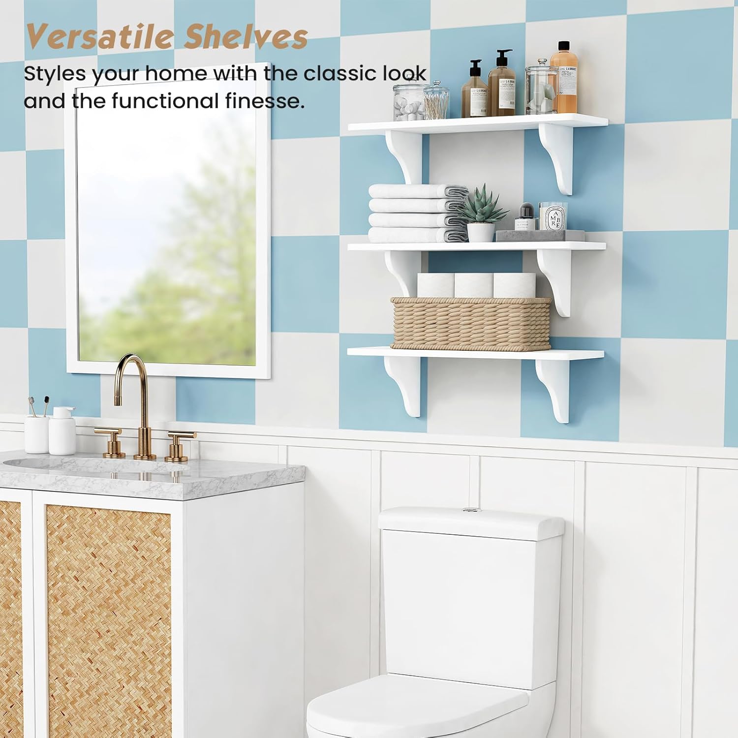 Forbena 24 Inch Wall Shelves Set of 3 White