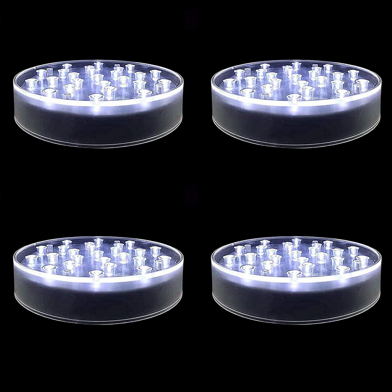 LARDUX 4 Pack LED Light Bases 6 Inch Round Display Pedestal