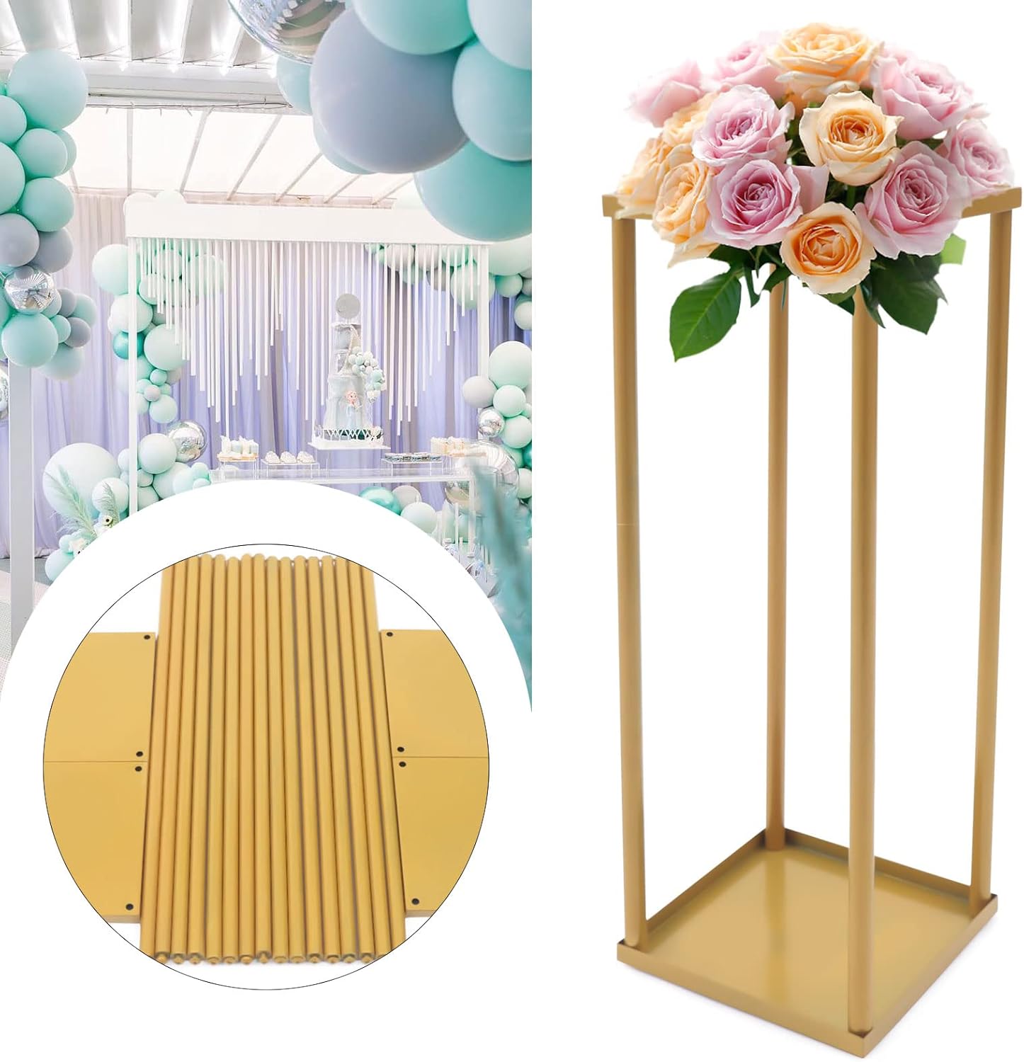 Kathring Gold Pedestal Tables for 4pcs Party Centerpieces