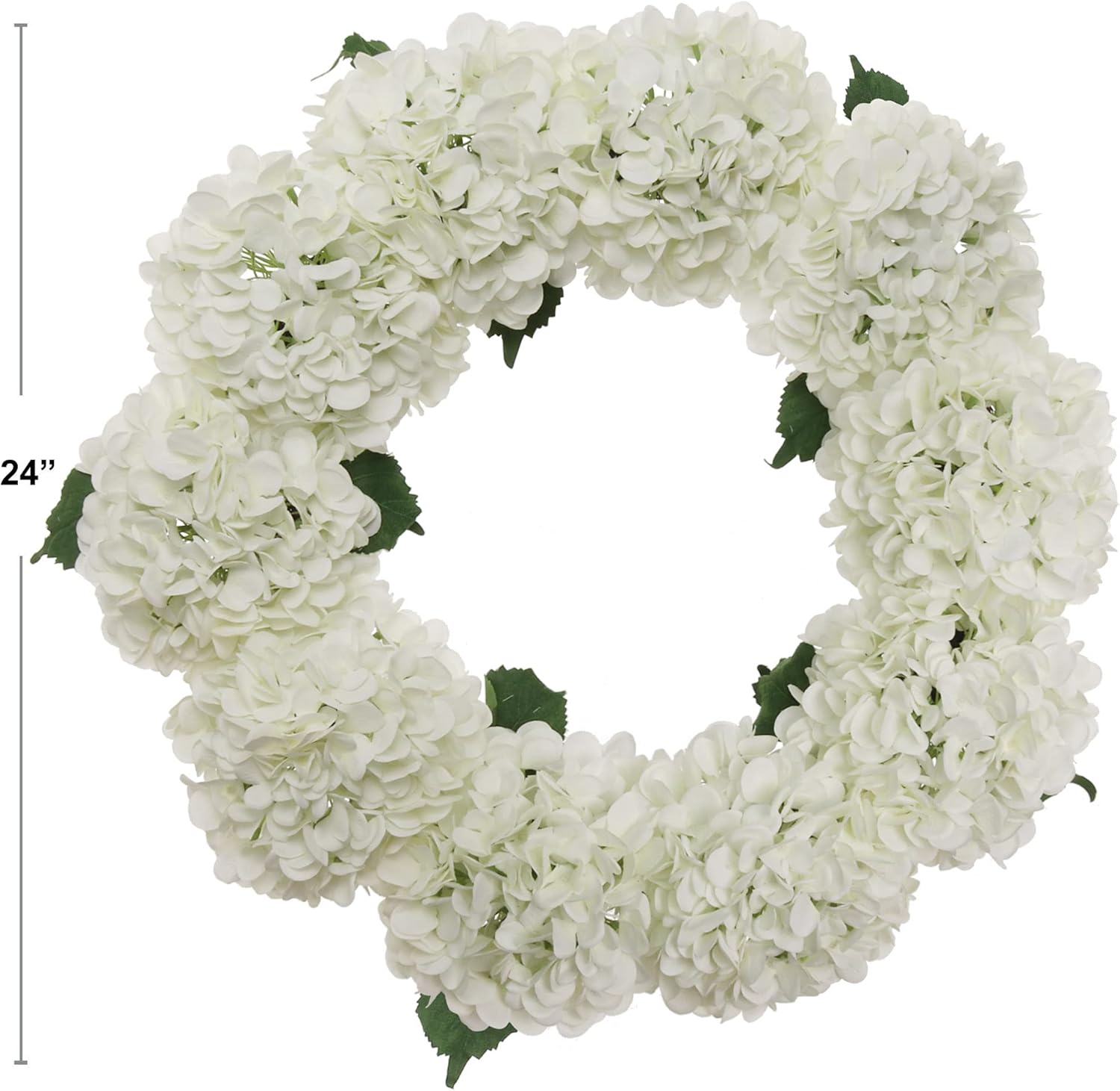 24-Inch White Hydrangea Wreath - Real Touch Artificial Flowers for Front Door Wall or Mantel
